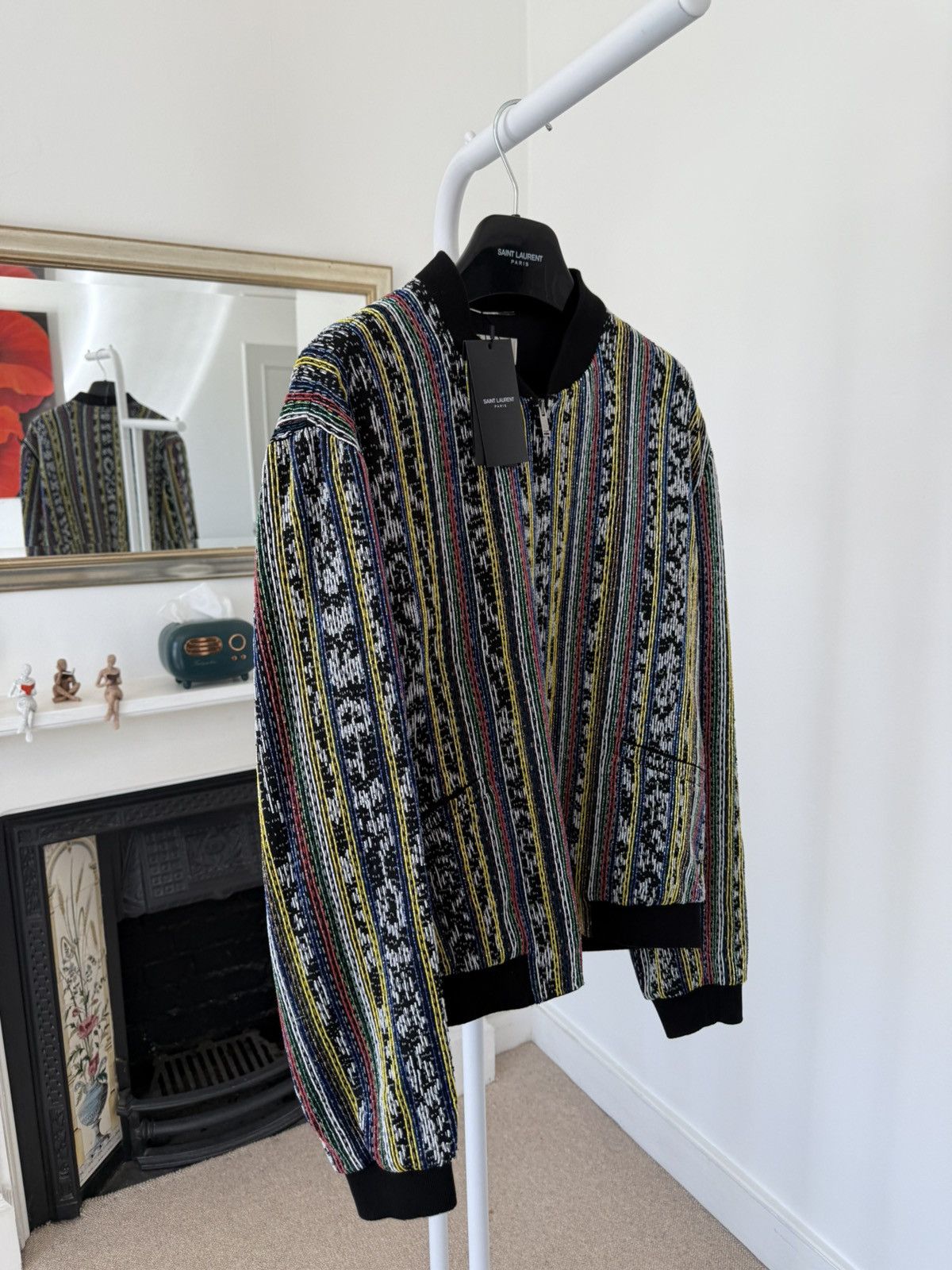 Saint Laurent Paris SS18 Runway Saint Laurent Beaded Ikat Bomber $12K Size US M / EU 48-50 / 2 - 4 Thumbnail