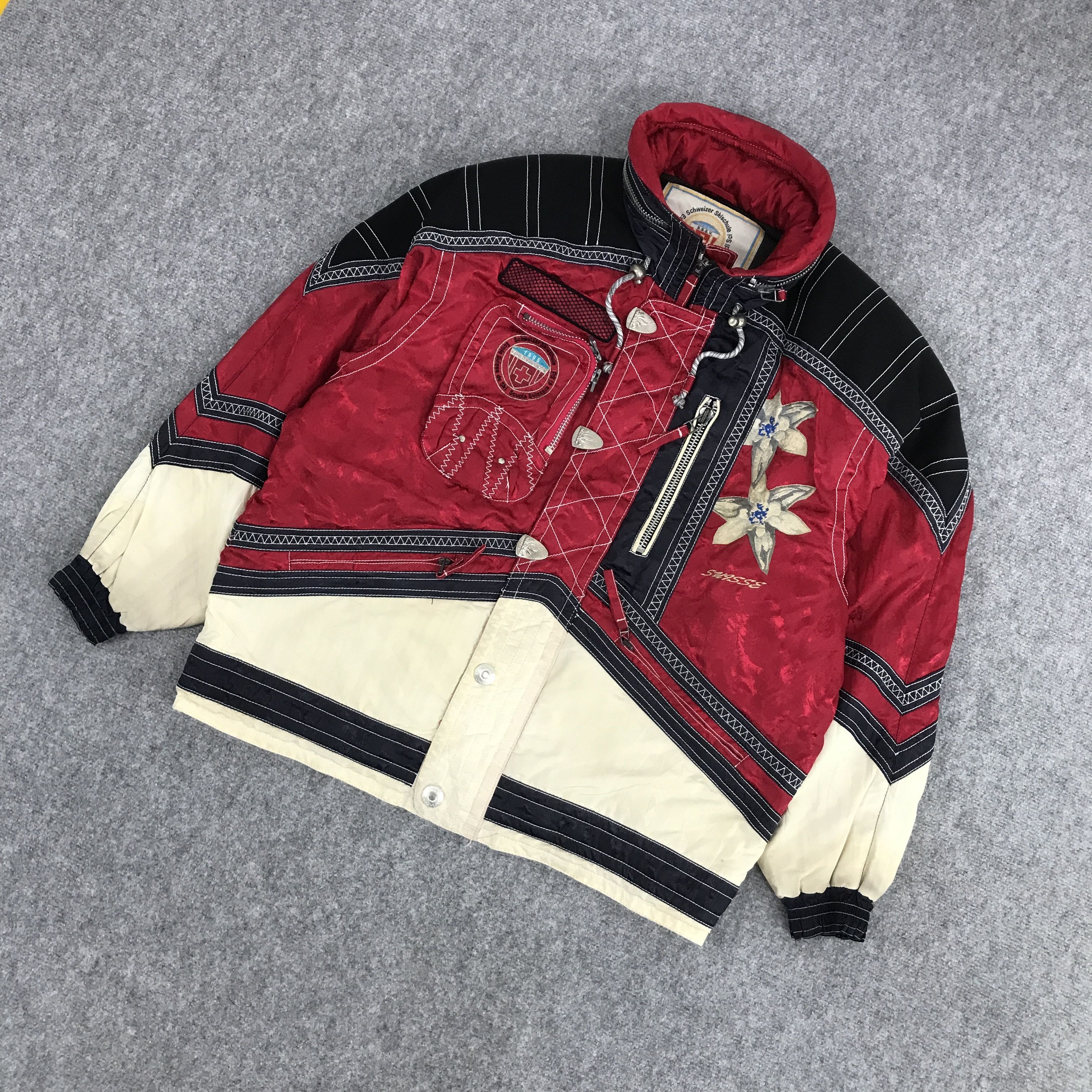 Vintage SWISS SKI SCHOOL SKI RARE DESIGN JACKET Size US L / EU 52-54 / 3 - 5 Thumbnail
