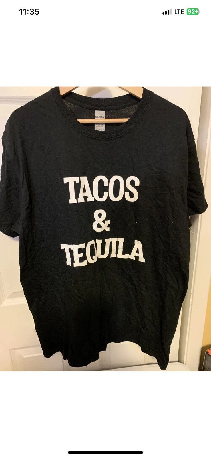 Gildan Tacos & Tequila Mens Sz L T Shirt Black Size US L / EU 52-54 / 3 - 5 Thumbnail