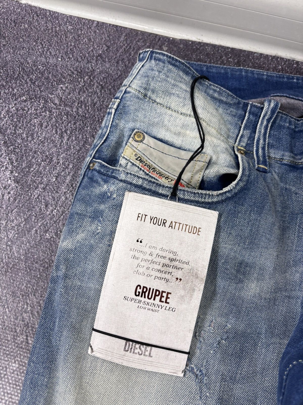 Diesel Diesel Grupee NWT Women’s Super Slim Skinny Blue Denim Jeans Size 29" - 6 Thumbnail