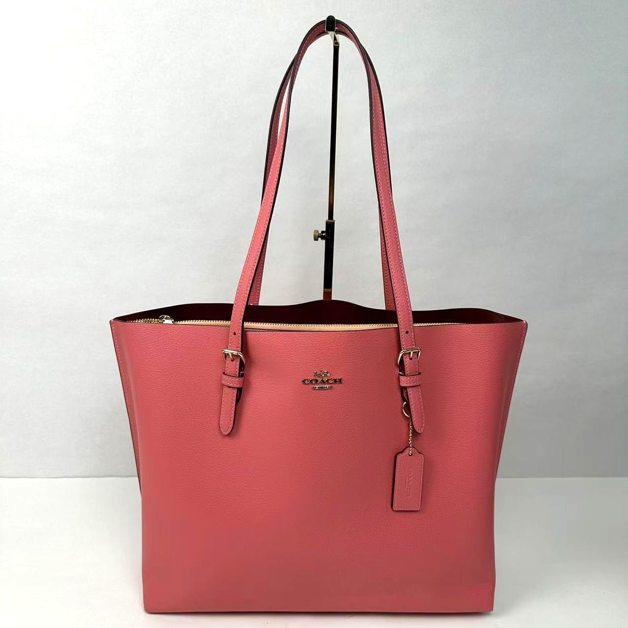 Coach Women's Mollie Tote Bag Pebble Leather Taffy Pink 1671