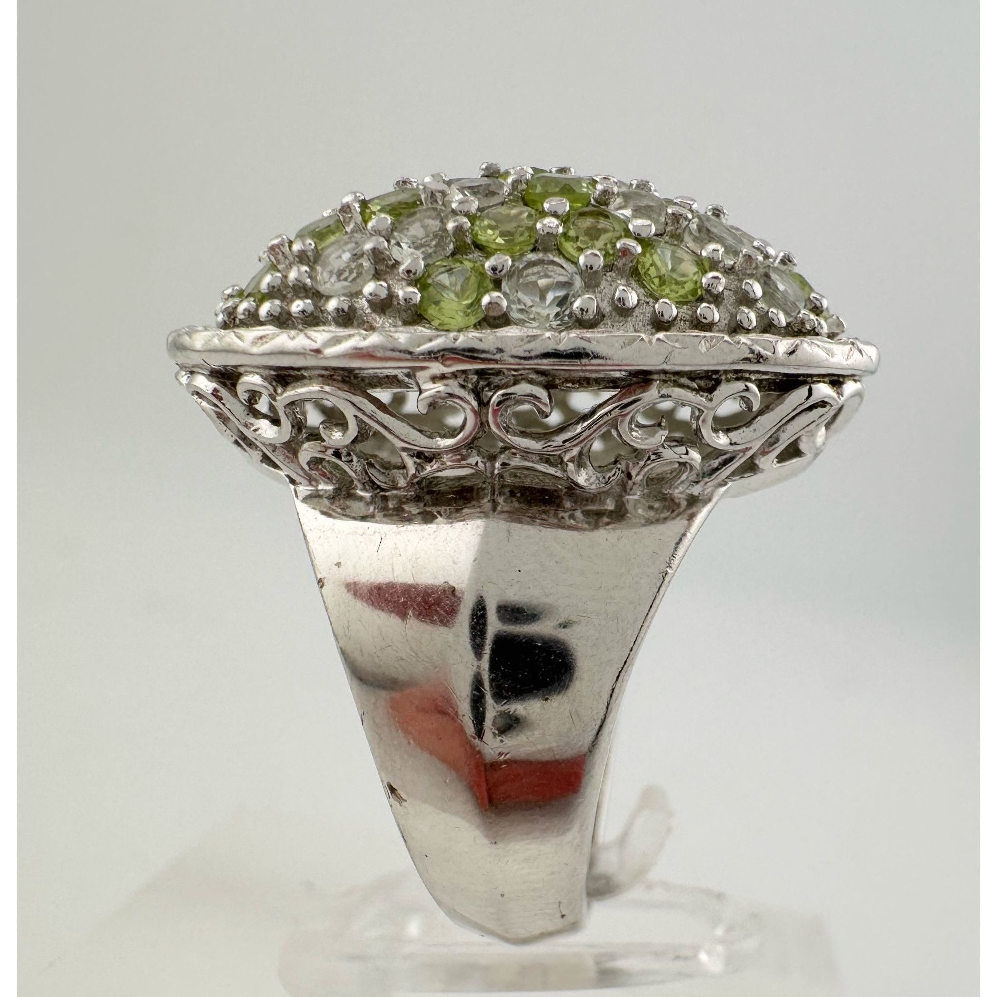 Other 3 Carat Large and Beautiful Peridot Pave' Ring Size 7 Size ONE SIZE - 6 Thumbnail