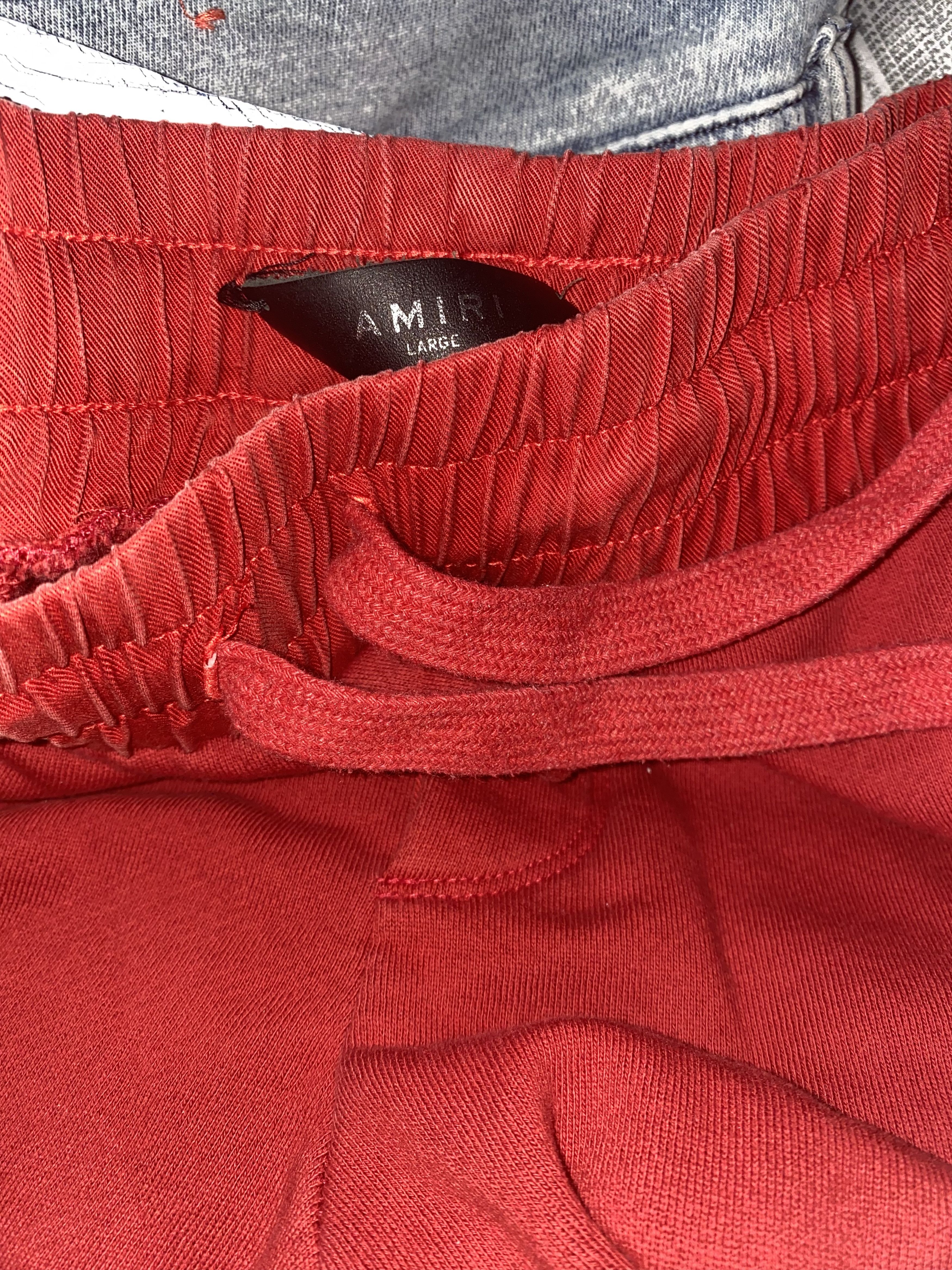 Amiri AMIRI MX1 Red Destroyed Leather Panel Cotton Sweatpants Size US 36 / EU 52 - 6 Thumbnail