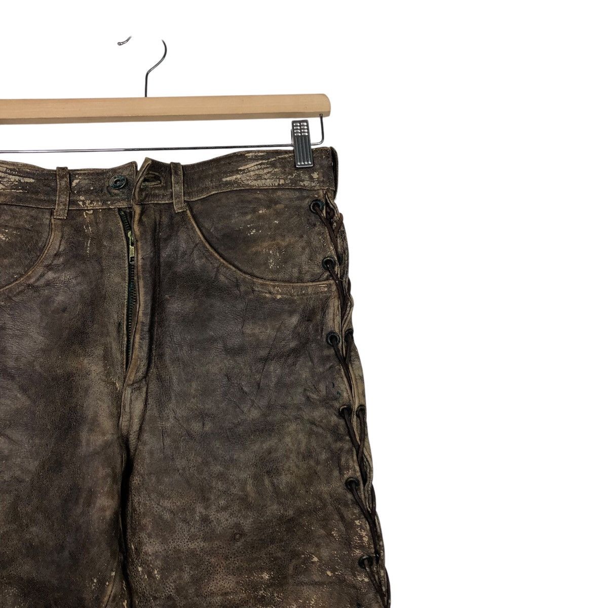 Genuine Leather 📌Vintage Leather Biker Pants Pantera Cowboy Issey Miyake Size US 30 / EU 46 - 7 Thumbnail
