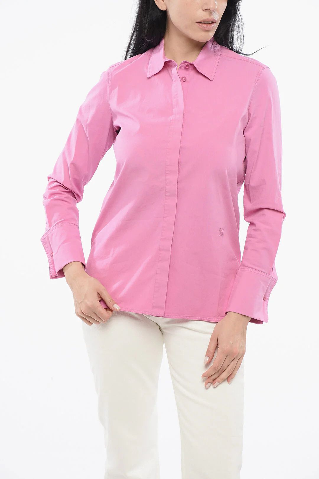 Max Mara og1mm0426 Stretch Cotton Shirt in Pink Size XS / US 0-2 / IT 36-38 - 1 Thumbnail