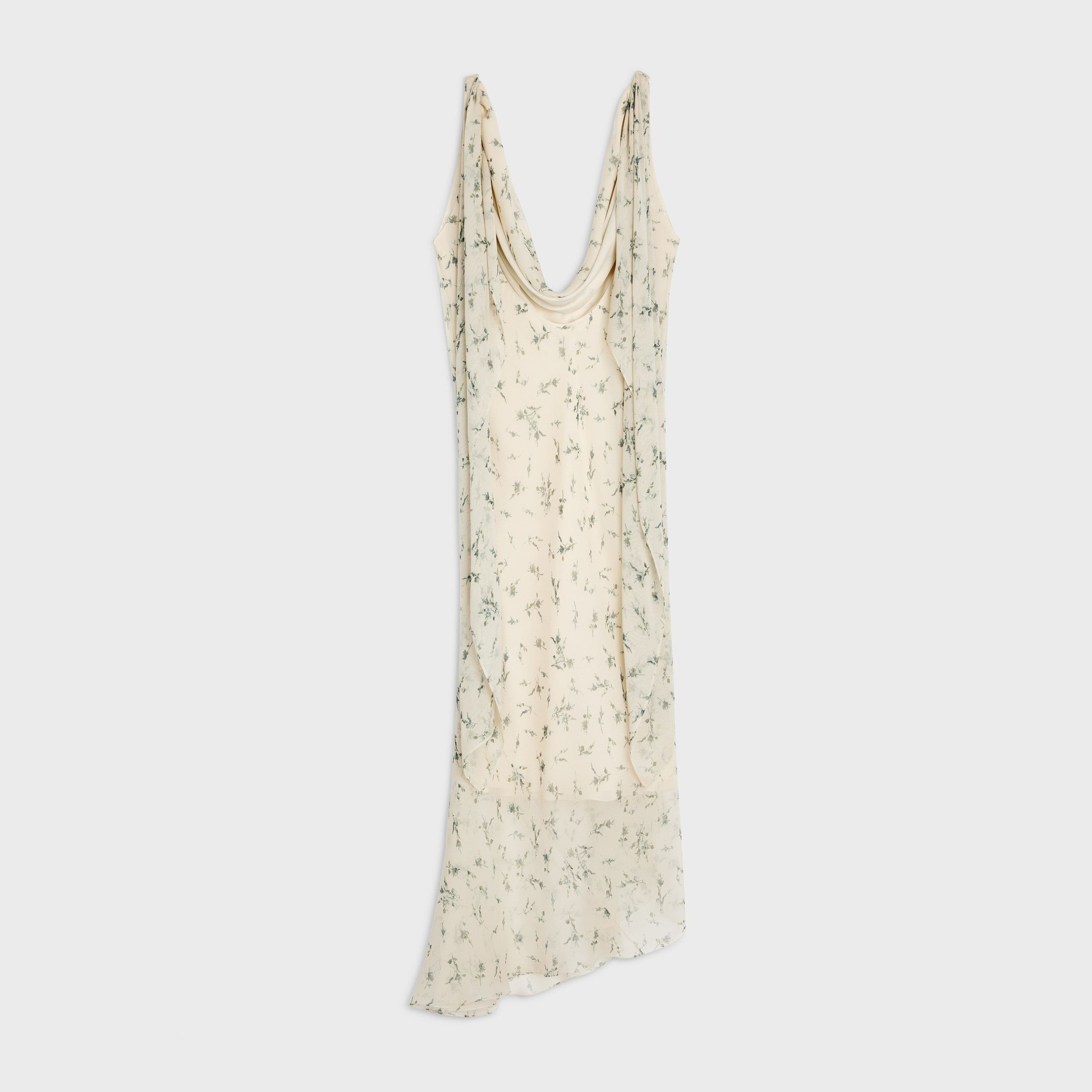 image of Celine O1W1Db10324 Open Back Foulard Dress In White, Women's (Size Small)