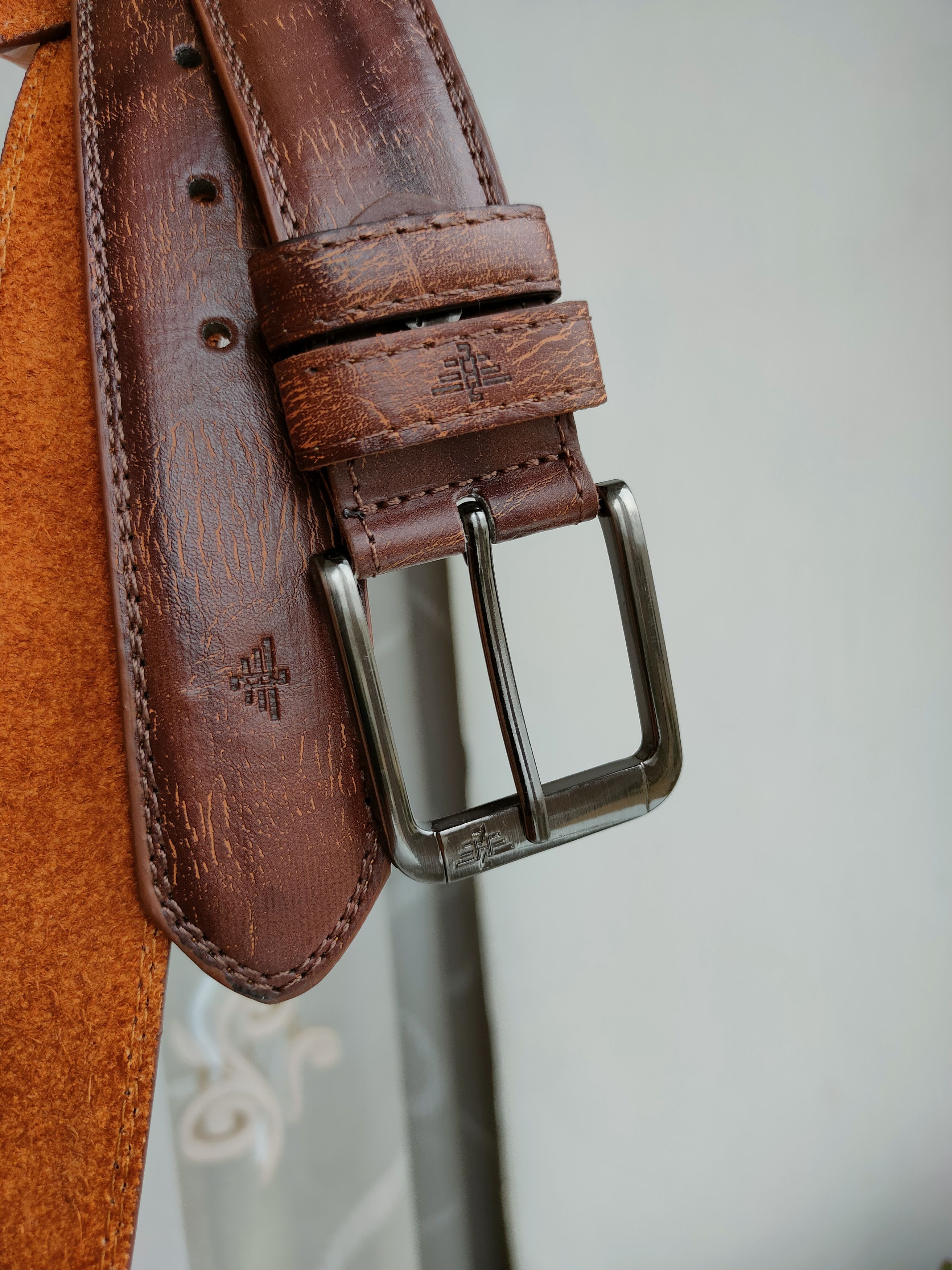 Genuine Leather Vintage Leather Belt Eagle Italy Design Men's Leather Belt Size ONE SIZE - 1 Thumbnail