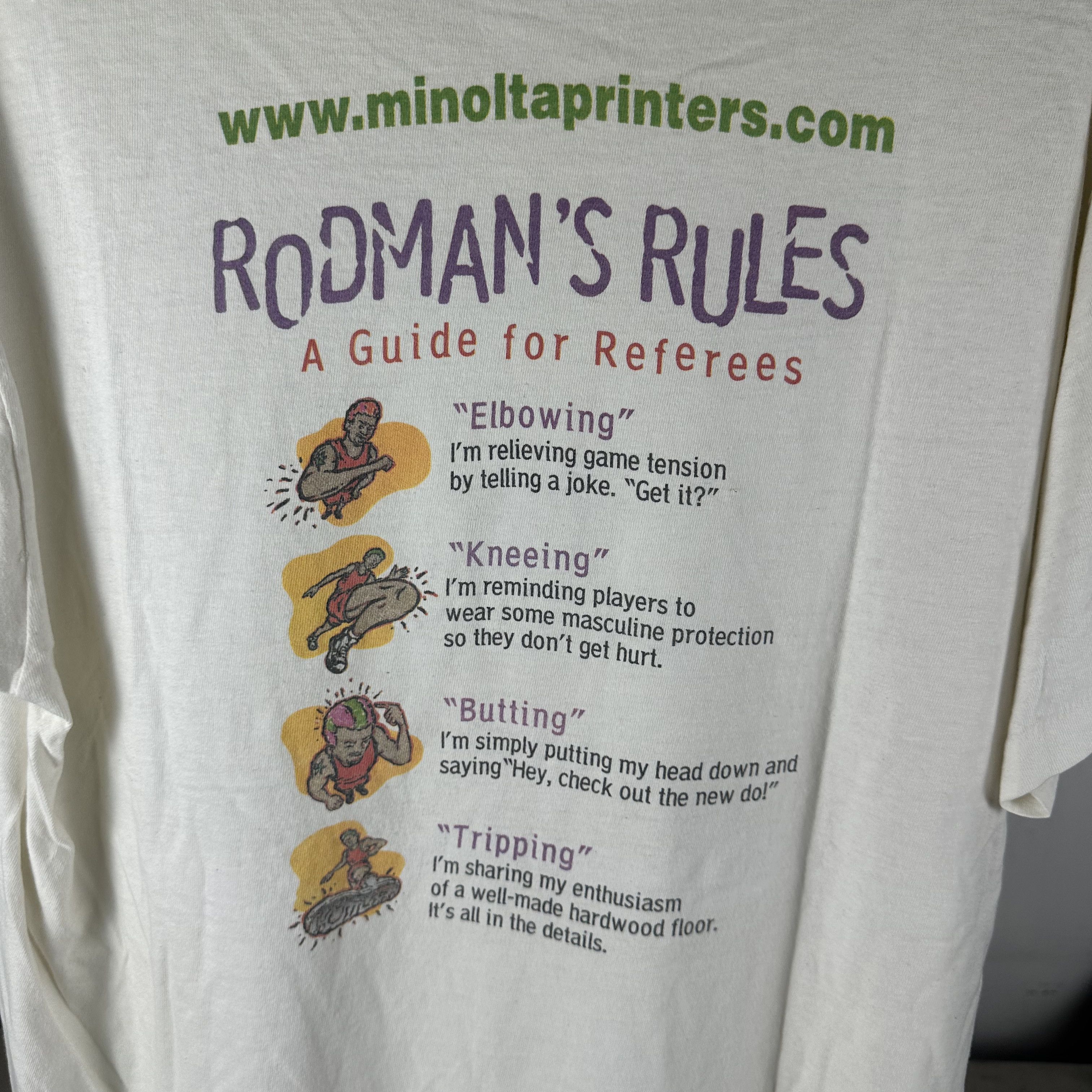 Vintage 90s Dennis Rodman Minolta Printer Rodman's Rules T-shirt Size US XL / EU 56 / 4 - 4 Thumbnail