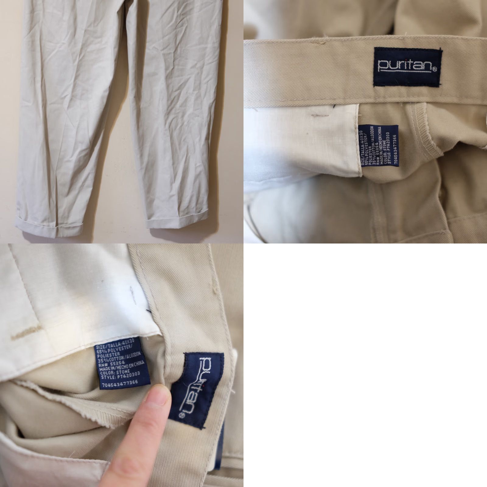 Vintage NWT Puritan Easy Fit Waist Khaki Pants Mens 40 x 30 Cotton/Polyester #p62-14 Size US 40 / EU 56 - 8 Thumbnail