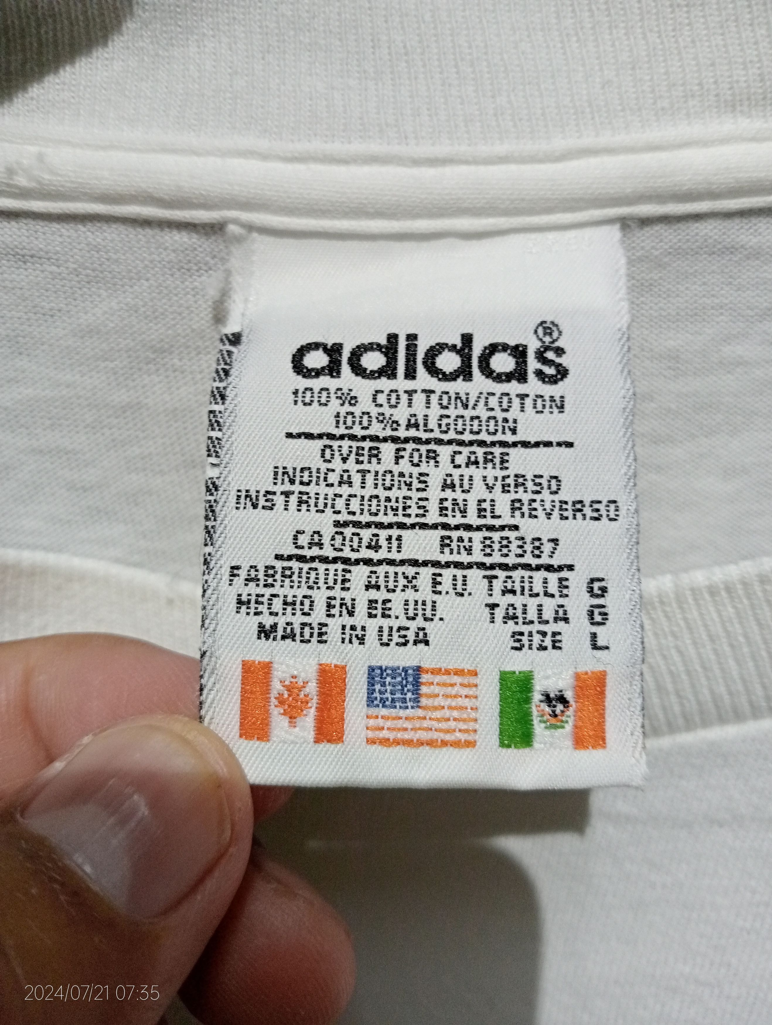 Adidas Vintage '90s Distressed Adidas Big Logo Tee USA Size US L / EU 52-54 / 3 - 3 Thumbnail