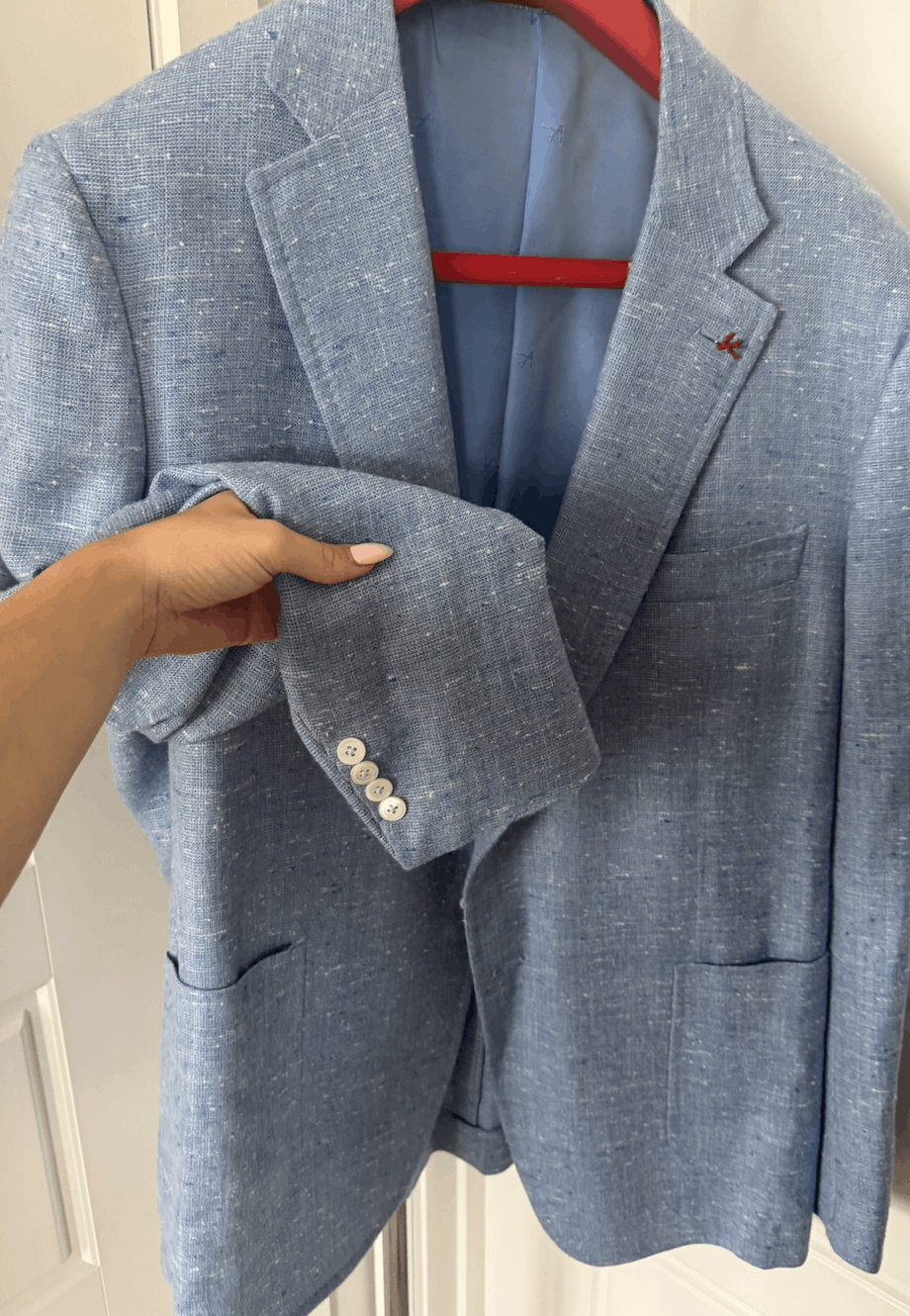 Isaia 58 8R (italian) | Capri Isaia Wool+Silk+Linen Blazer Size 48L - 2 Thumbnail