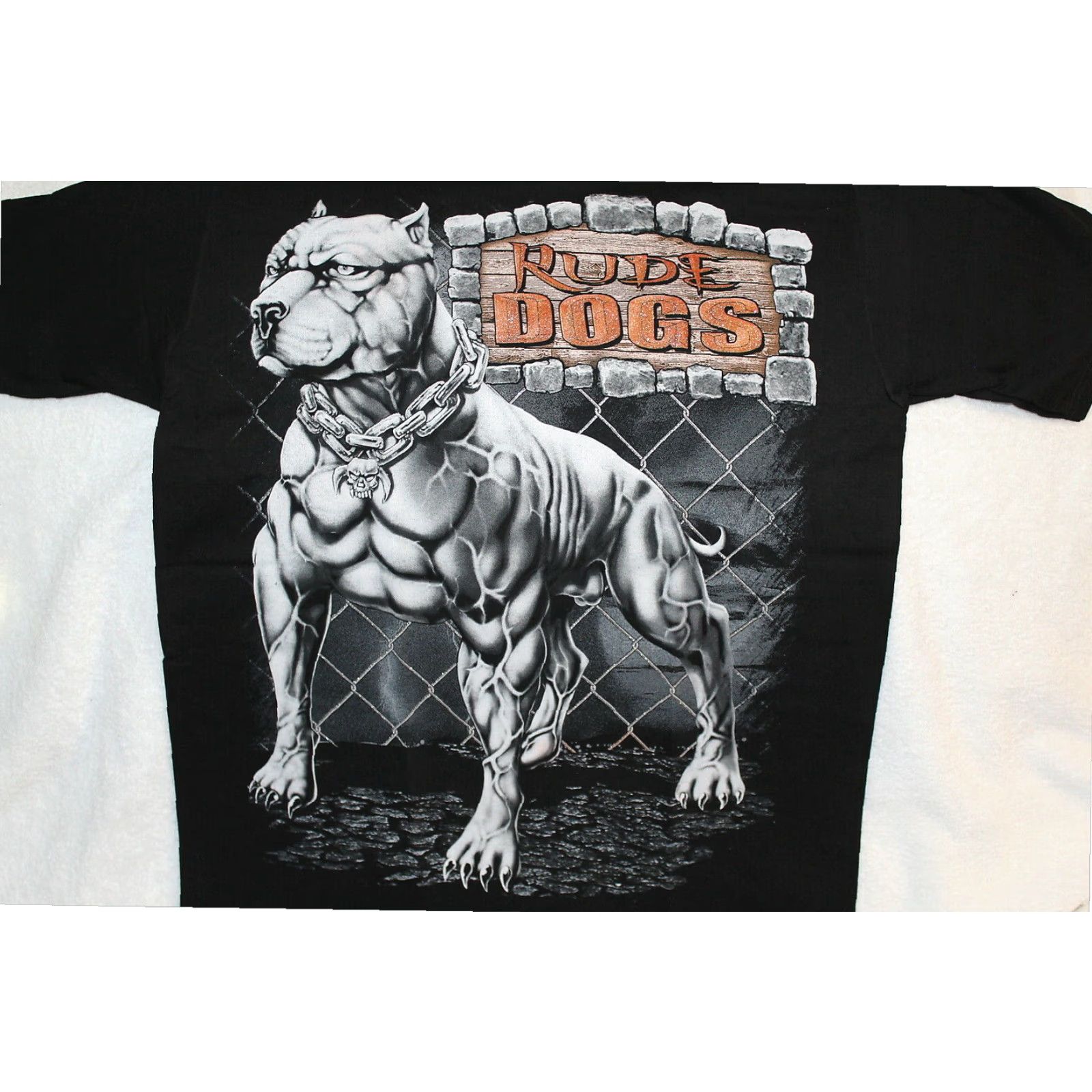 Vintage Rude Dogs Pitbull Mens Black Cotton T Shirt Extra Large XL Size US M / EU 48-50 / 2 - 2 Thumbnail