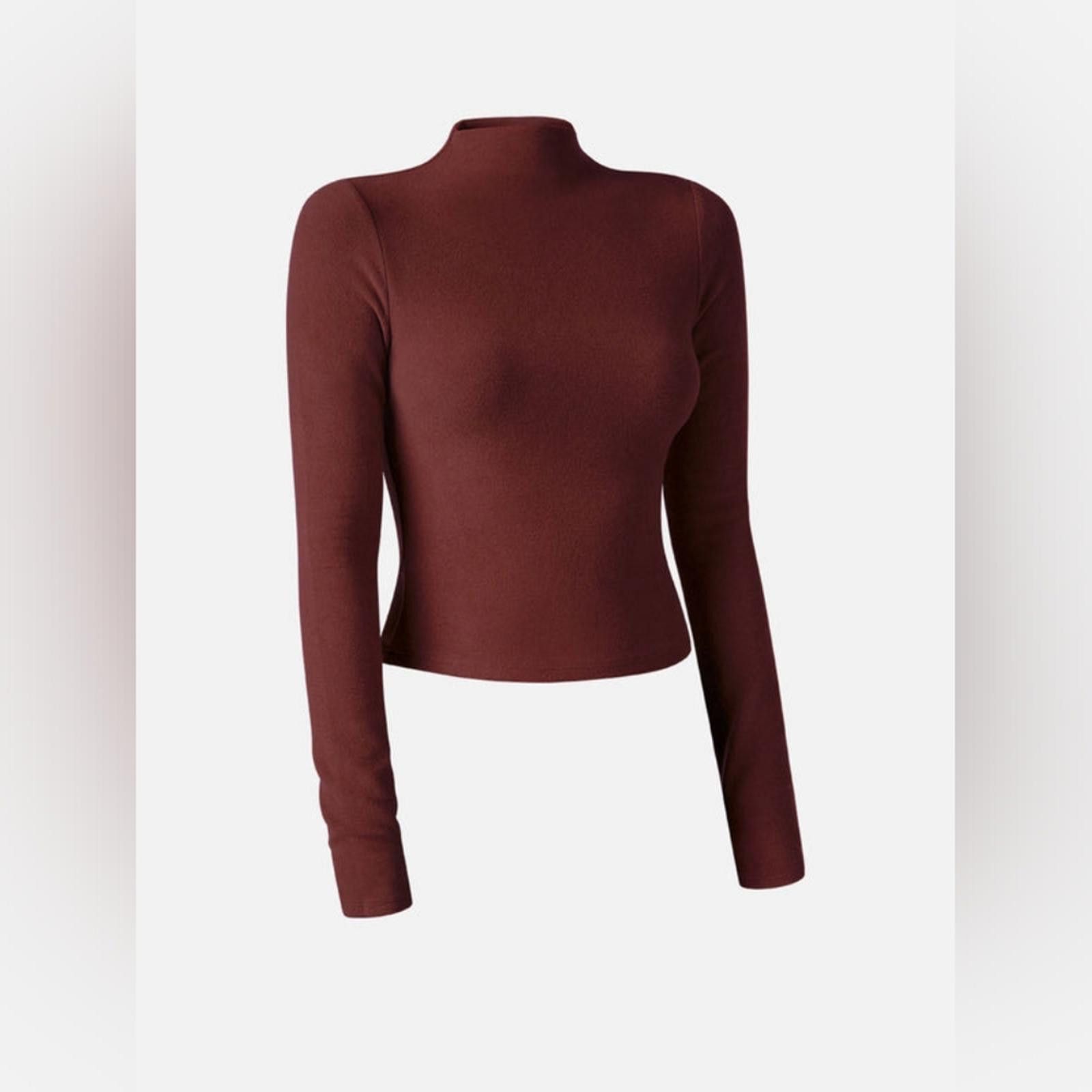 Designer OGL Mid Thermal Thermal Brushed Mock Neck Crop Top Size S / US 4 / IT 40 - 6 Thumbnail