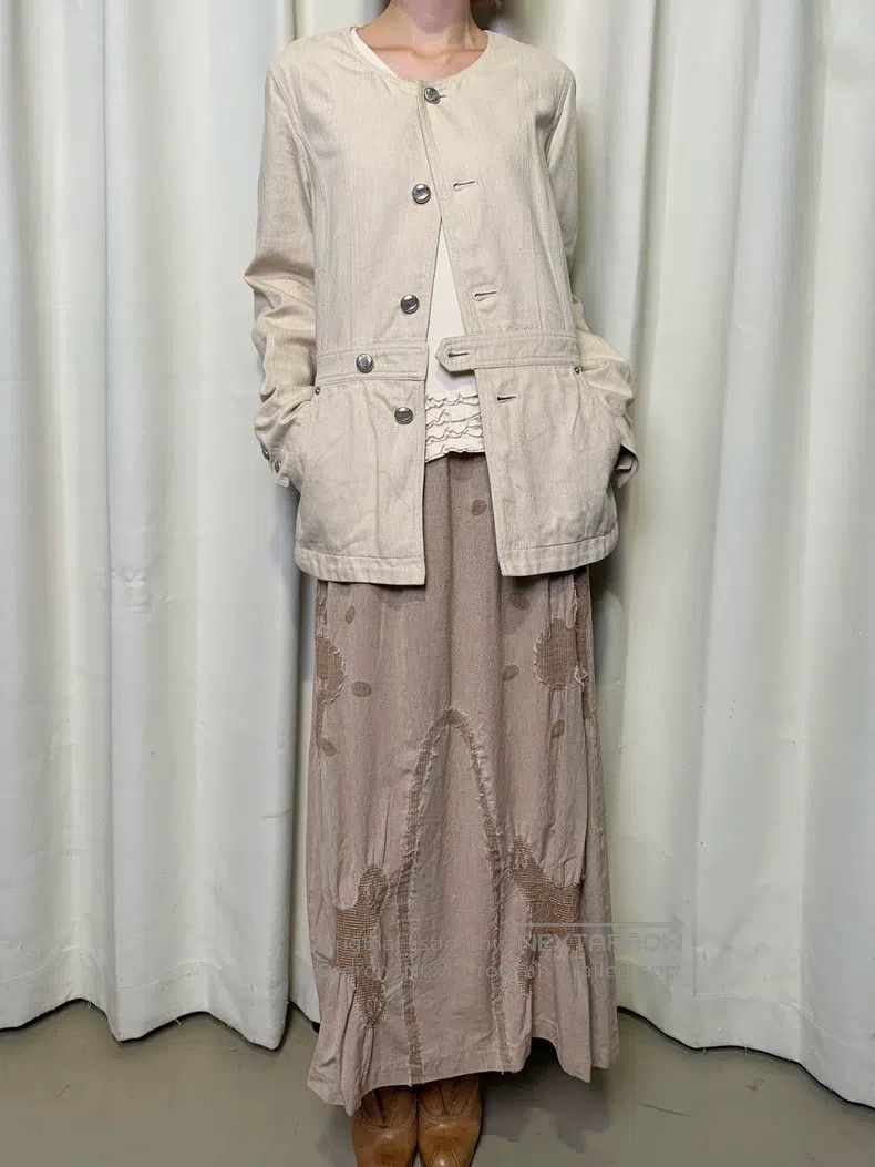 Issey Miyake Vintage Linen-Denim Silver-Button Coat