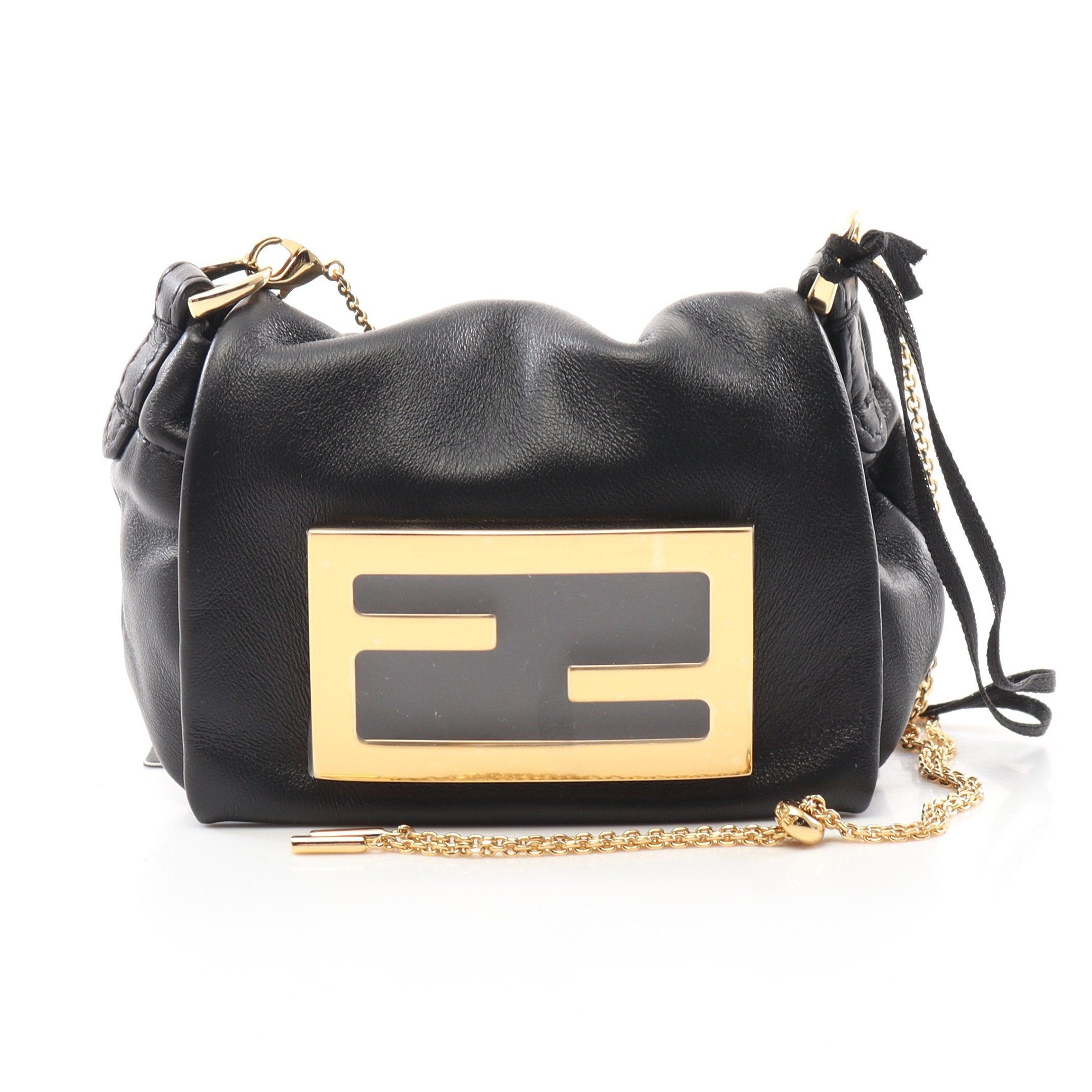 Fendi Fendi Nano Mamma Bucket Chain Shoulder Bag Leather Black With Key Ring Size ONE SIZE - 1 Thumbnail