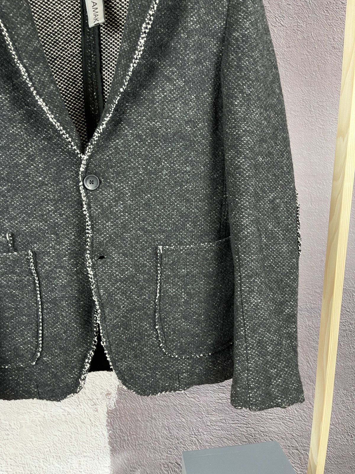 HAMAKI-HO Hamaki-Ho wool cotton grey knitted blazer 2 button Size 42R - 7 Thumbnail