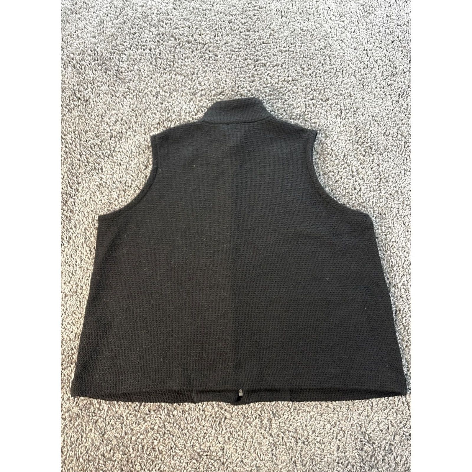 Eileen Fisher VINTAGE Eileen Fisher Cardigan Vest Womens 1X Black Organic Cotton Boucle Knit Textured Knit Sleeveless Collared Plus Size Womens Black Cardigan Vest Size XL / US 12-14 / IT 48-50 - 5 Thumbnail