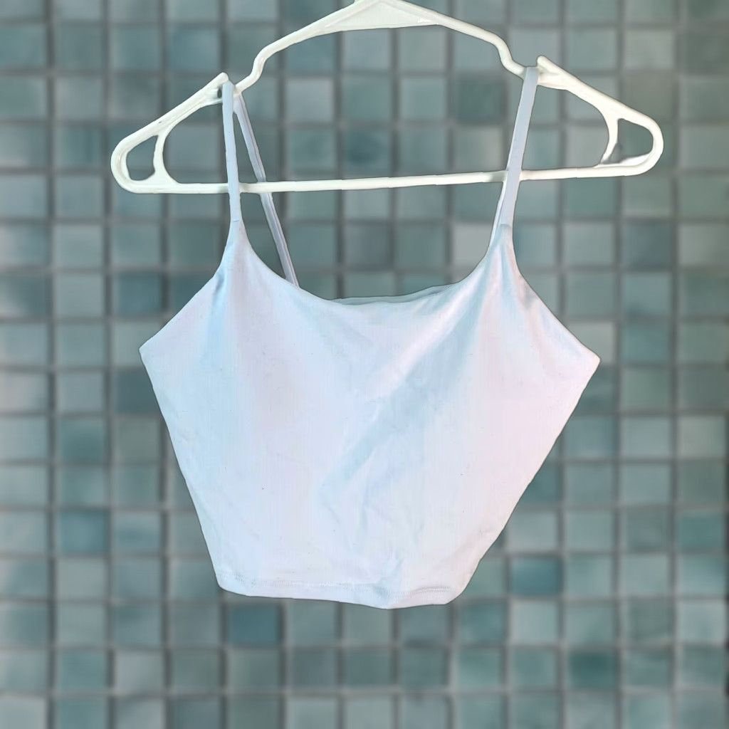 Vintage Lemedy Sports Bra - White - Spaghetti Strap - Padded - Stretch - Womens - Size L Size L / US 10 / IT 46 - 1 Thumbnail