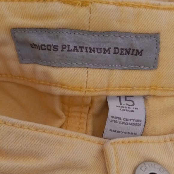 Chicos Chicos Platinum Denim Size 1.5 M Jeans Ankle Length Yel Size 33" - 10 Thumbnail