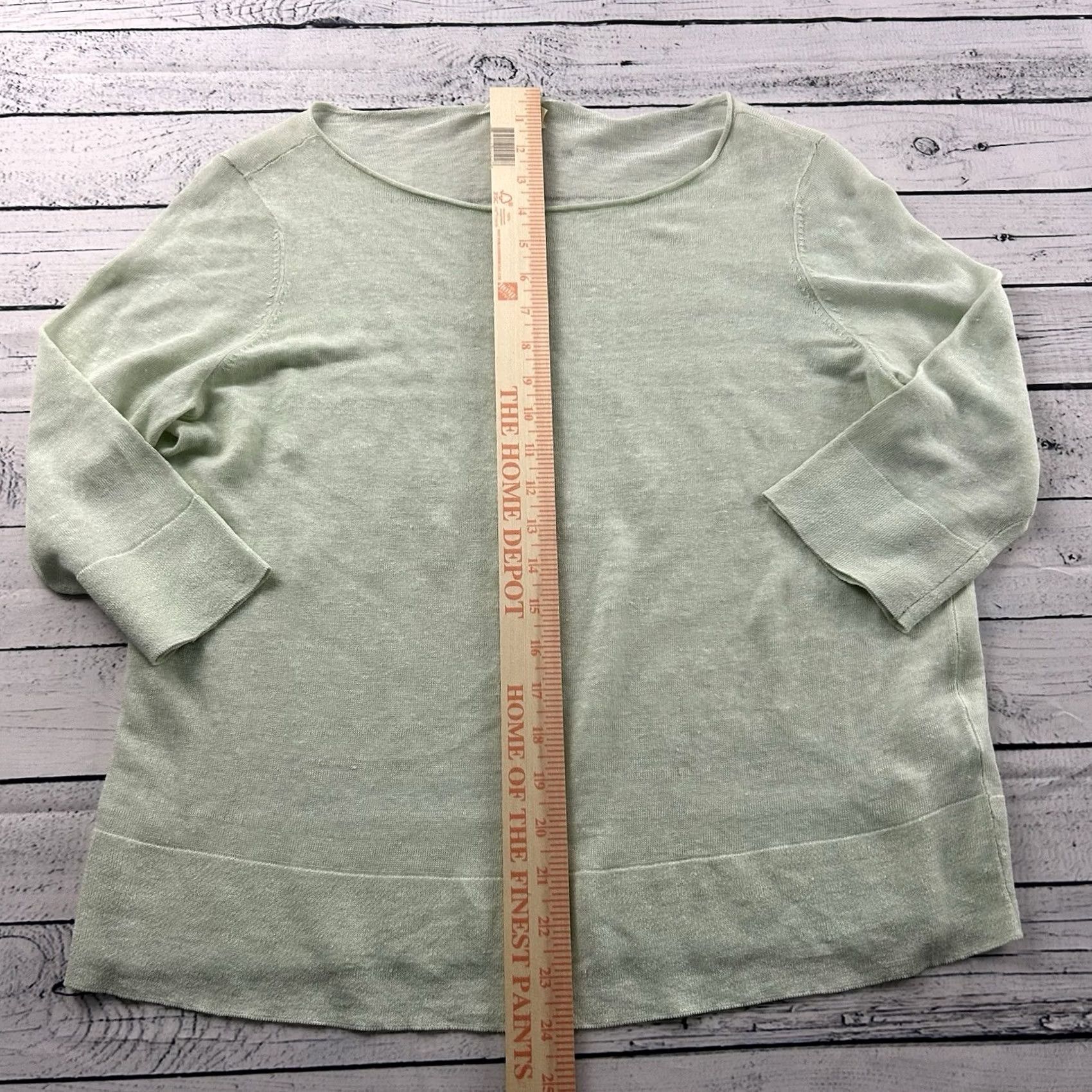 Eileen Fisher Eileen Fisher Blouse Shirt Women's M 3/4 Sleeve Organic Italian Linen Mint Green Size M / US 6-8 / IT 42-44 - 3 Thumbnail