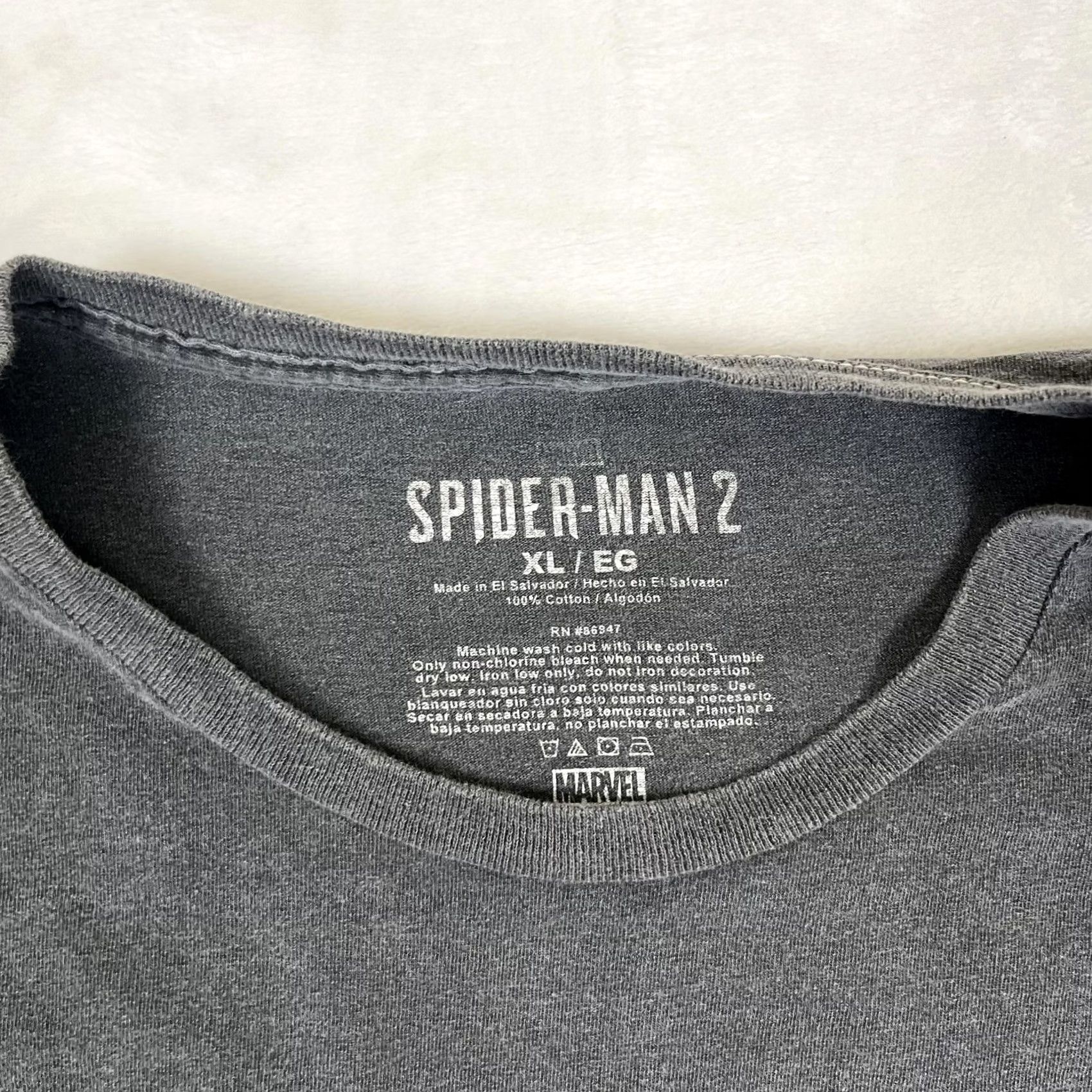 Vintage Marvel Spider-Man 2 Parker Morales T-Shirt Mens XL Gray Split Face Graphic Retro Shirt Size US XL / EU 56 / 4 - 4 Thumbnail