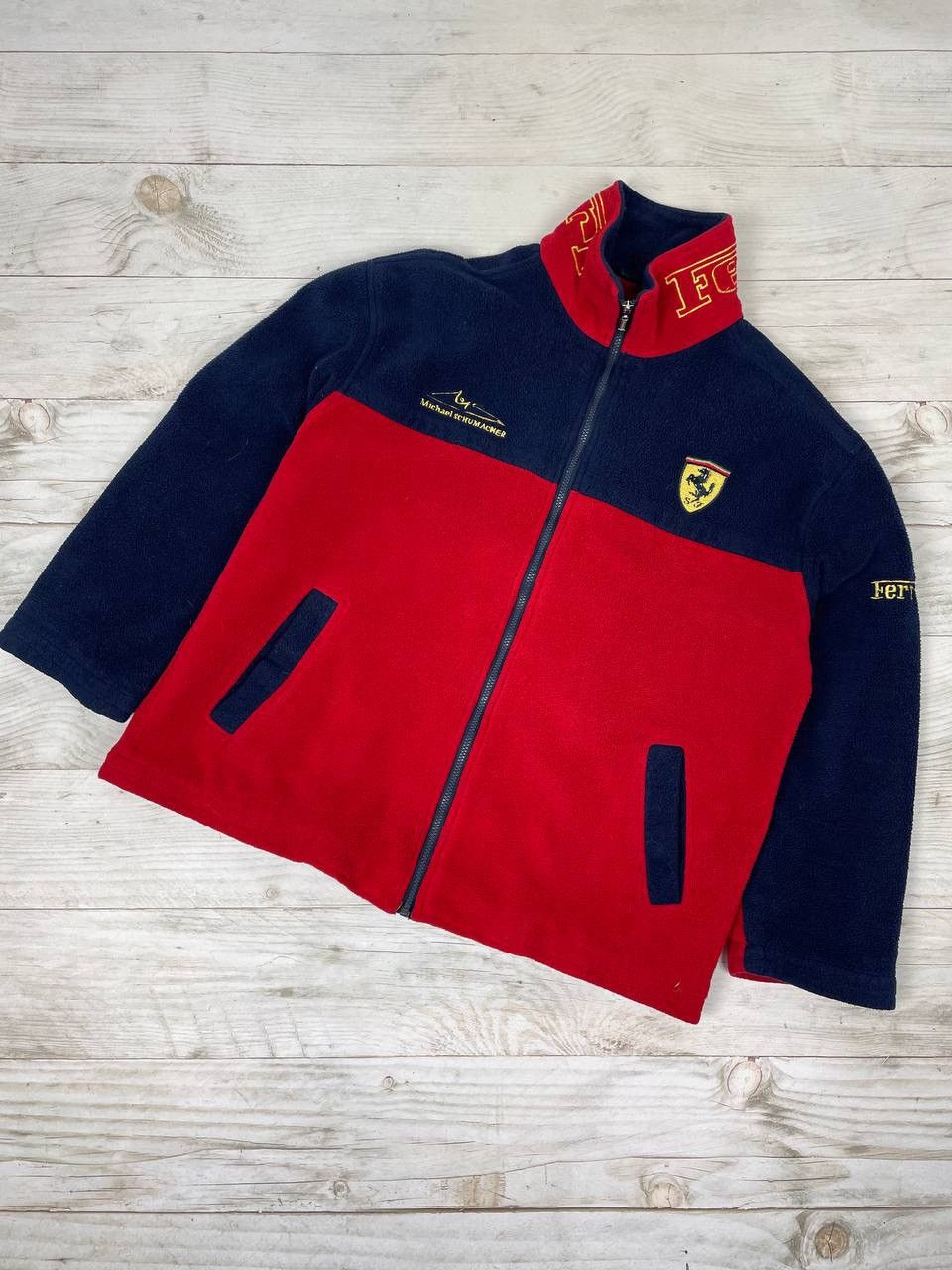 image of Vintage Ferrari Racing Michael Schumacher 1998 Fleece Jacket in Red, Men's (Size XL)