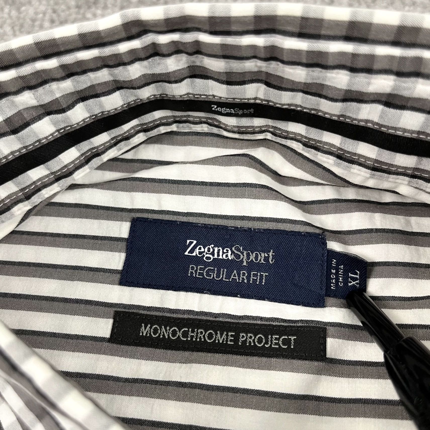 Ermenegildo Zegna Ermenegildo Zegna Sport Shirt Mens XL Regular Monochrome Gray Plaid Button Down Size US XL / EU 56 / 4 - 3 Thumbnail