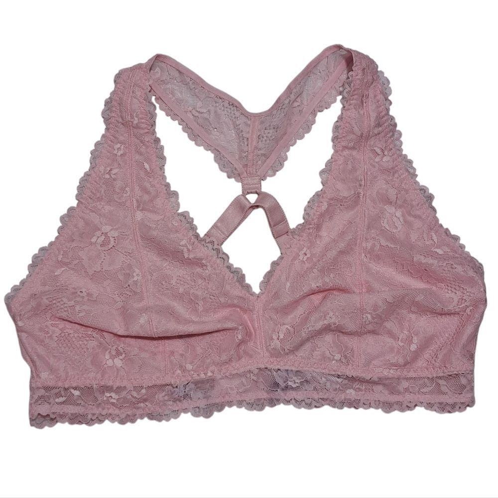 Other Savage X Fenty Floral Lace Bralette Racerback Pink/ Black Bra 1X NWT Size XXL / US 16-18 / IT 52-54 - 2 Thumbnail