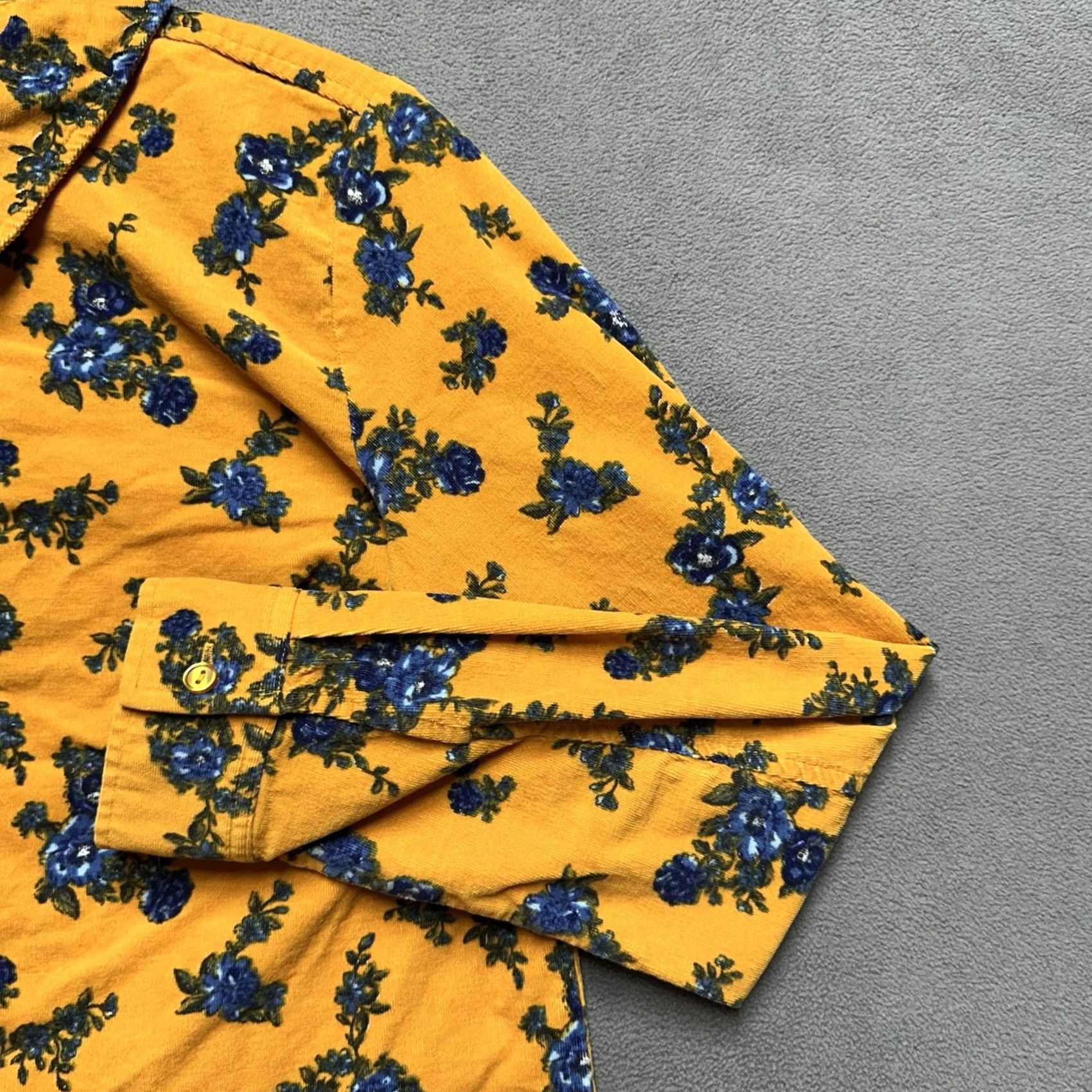 Denim & Co. Denim & Co Shirt Womens Small Yellow Floral Print Corduroy Button Up Long Sleeve Size S / US 4 / IT 40 - 7 Thumbnail