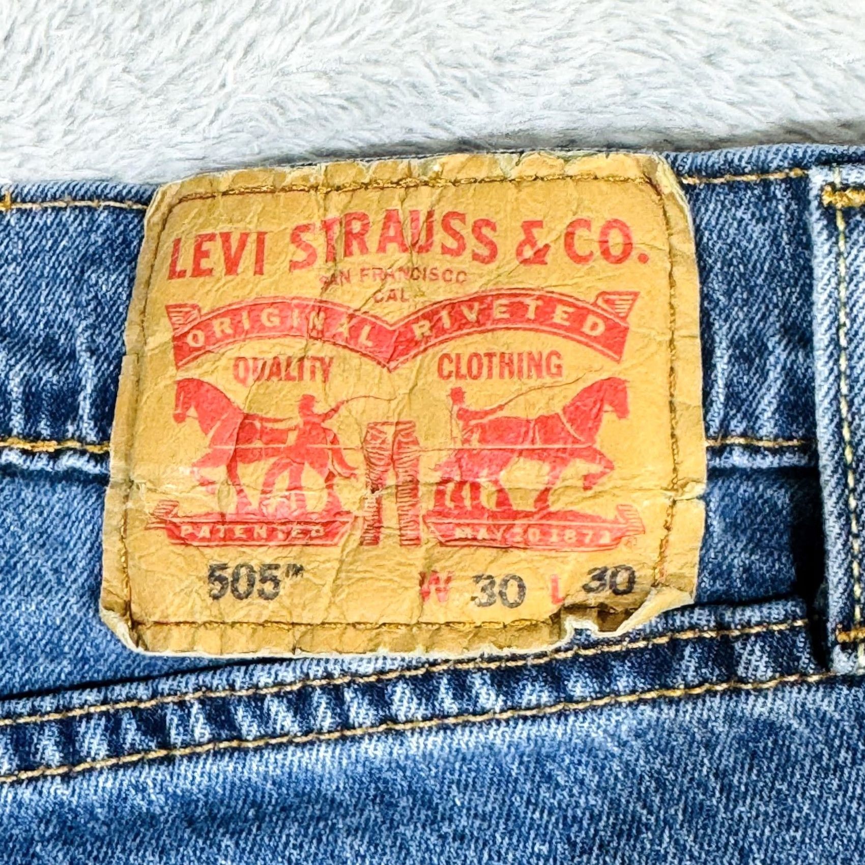 Levi's Levi's 505 Jeans Mens 30x30 Blue Medium Wash Straight Denim Zip Fly Regular Fit Size US 30 / EU 46 - 7 Thumbnail