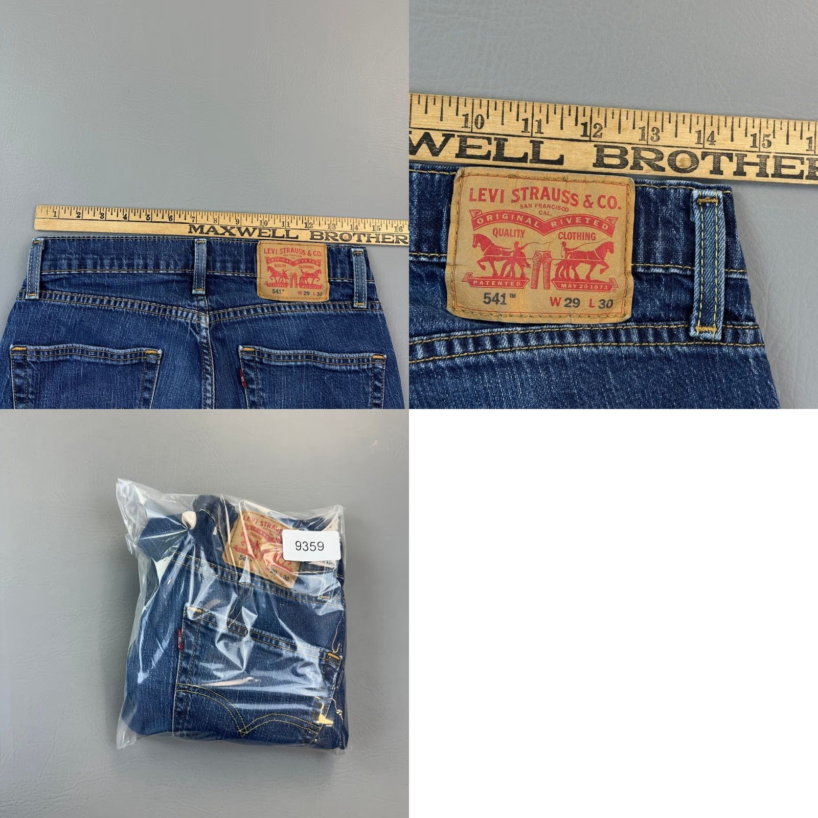 Levi's Levis 541 Jeans Mens 29x29 Blue Dark Wash Denim Athletic Taper Stretch 90s Cowboys Retro USA Jeans Mens Size US 29 - 9 Thumbnail