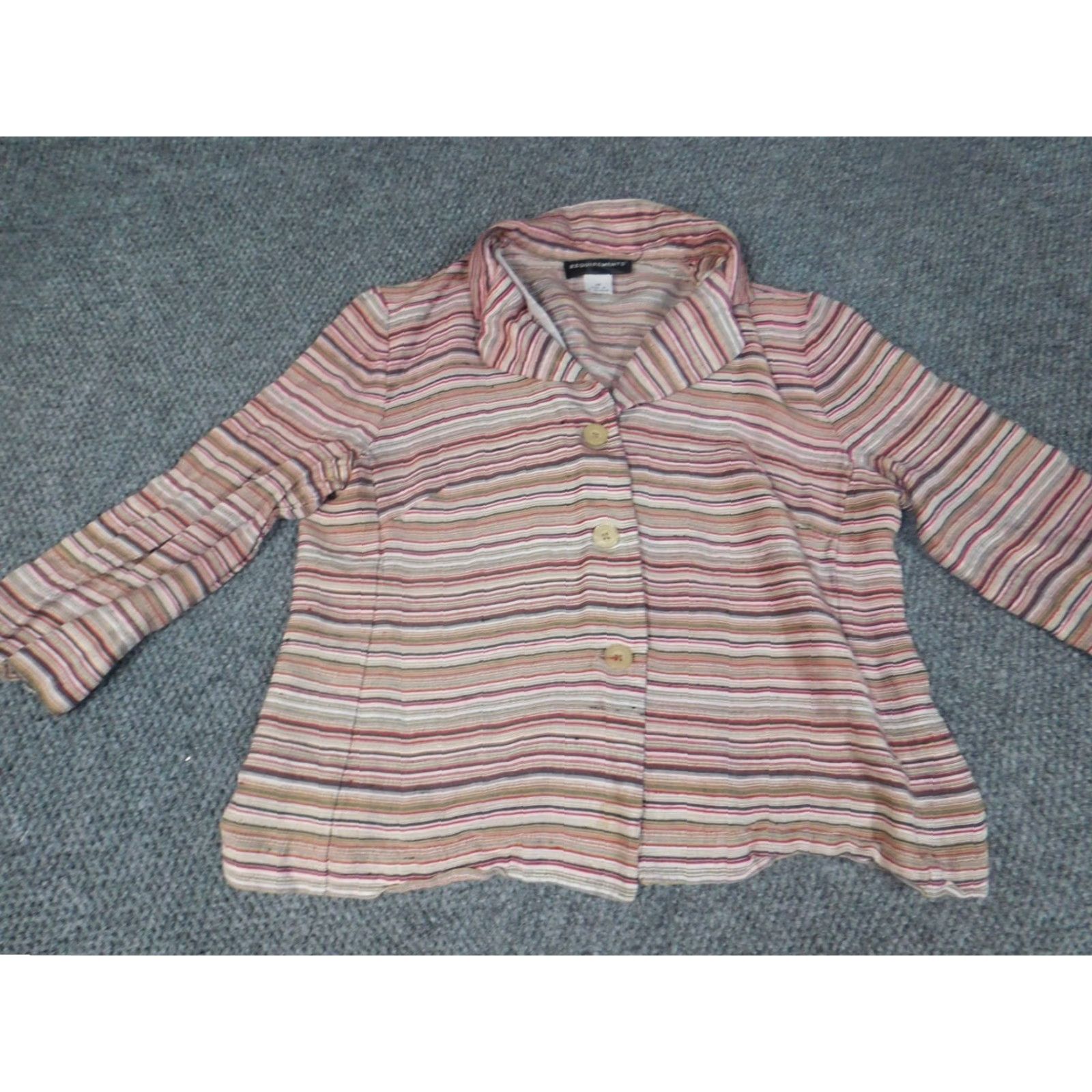 Pinko Requirements Blouse Women 14 Pink Striped Button Crew Neck Short Sleeve Cap Sleeve Cotton Pullover Casual Regular Basic Classic Stretch Modern Size XL / US 12-14 / IT 48-50 - 3 Thumbnail