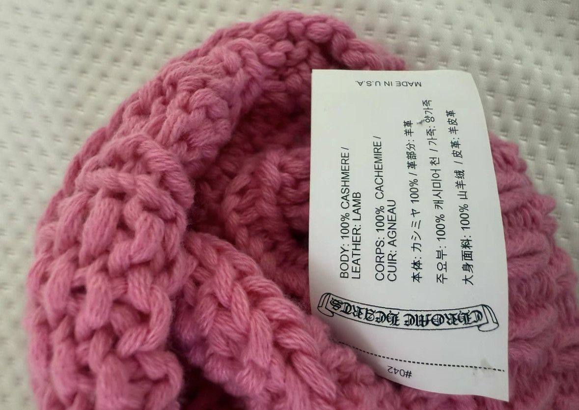 Chrome Hearts White cross patch pink cashmere beanie Size ONE SIZE - 4 Thumbnail