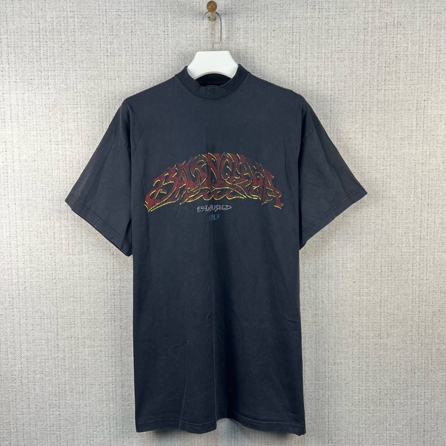 Balenciaga Balenciaga Washed Flame Letter Print Tee Size US M / EU 48-50 / 2 - 1 Thumbnail