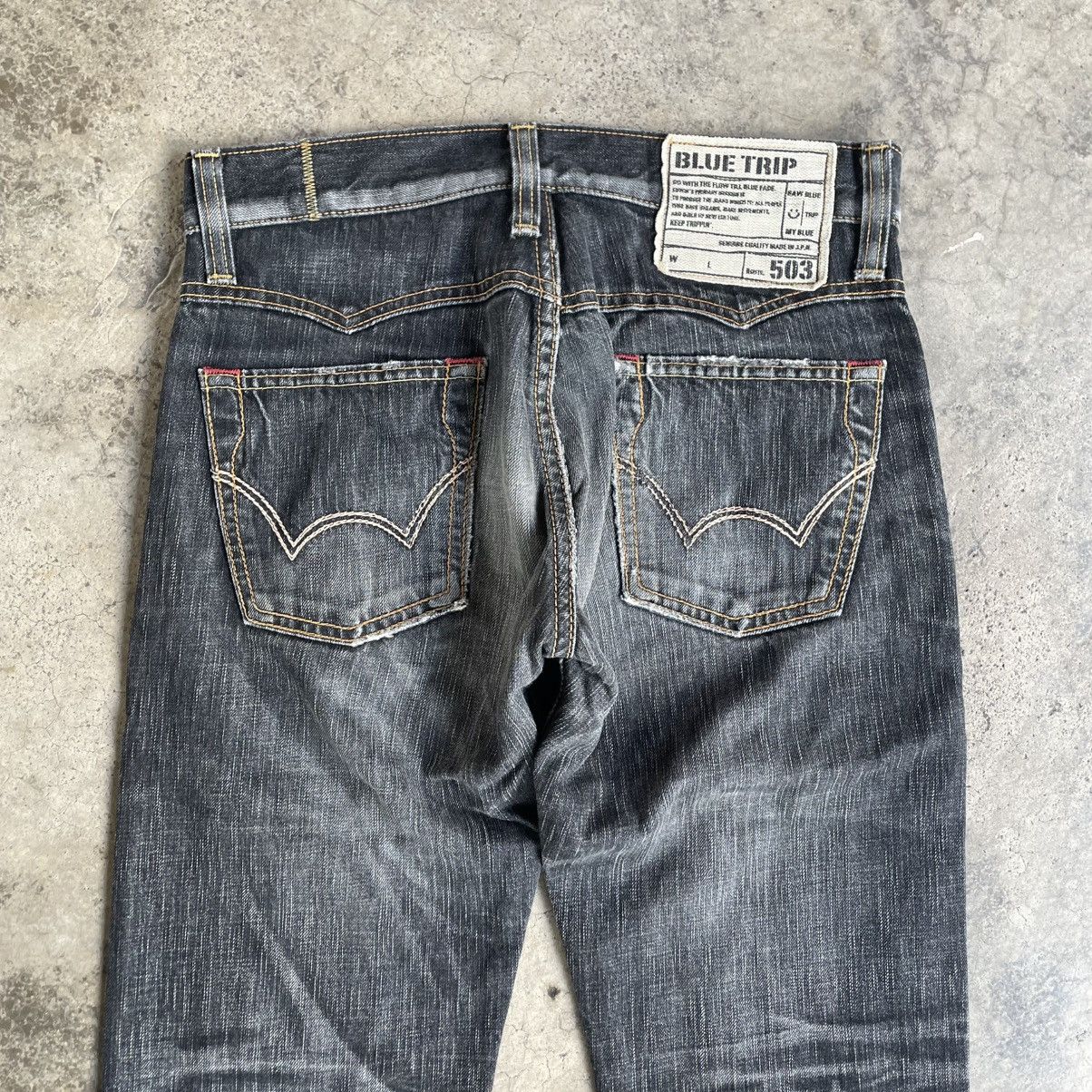 Edwin 🔥Vintage Edwin 503 Blue Trip Stoned Washed Slim Fit Jeans Size US 30 / EU 46 - 5 Thumbnail