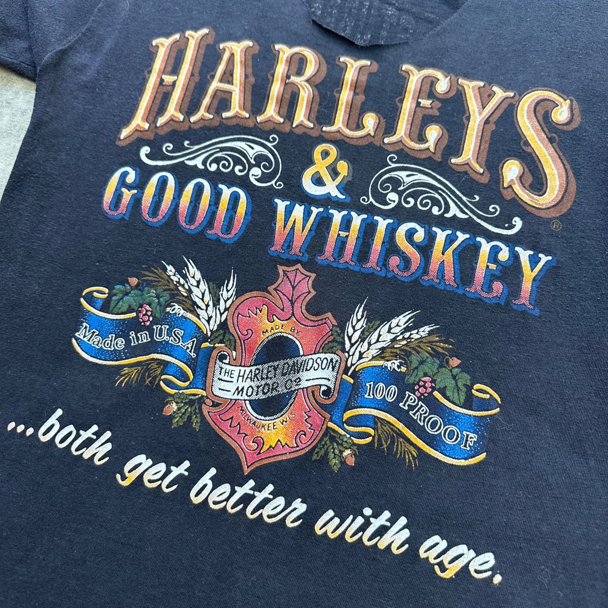 Vintage Vintage 80s 3D Emblem Harley Davidson Good Whiskey Shirt Size US S / EU 44-46 / 1 - 3 Thumbnail