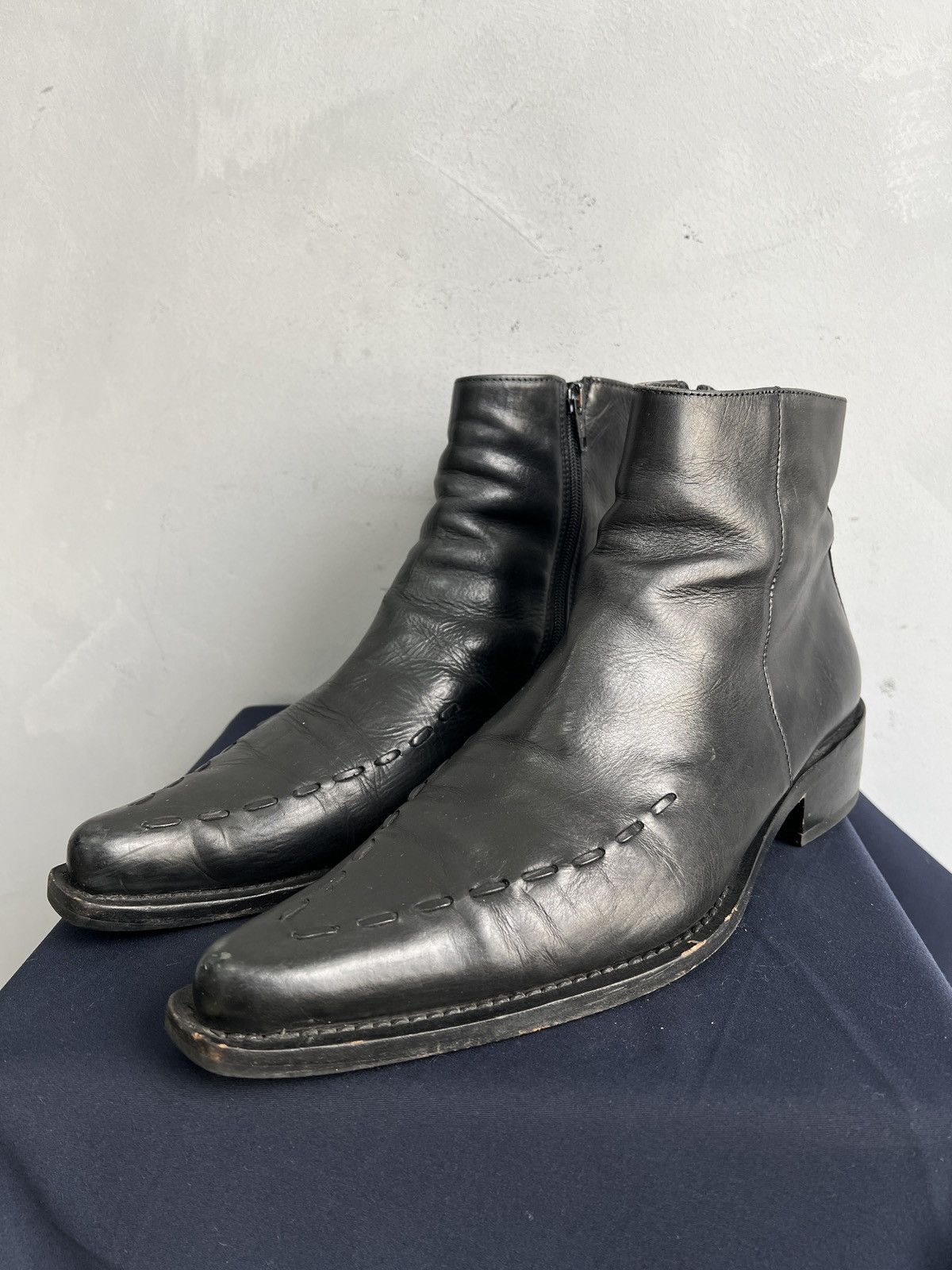 Western Rise Avant garde black opium leather hedi slimane style boots Size US 8.5 / EU 41-42 - 5 Thumbnail