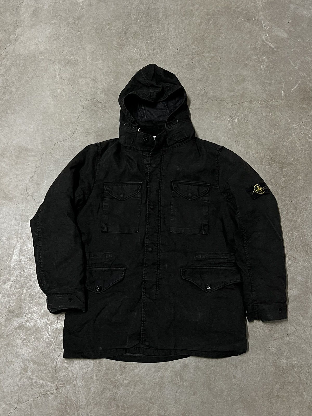 Image of Vintage Stone Island Heavy Jacket Parka Cargo Coat in Black, Men's (Size XL)