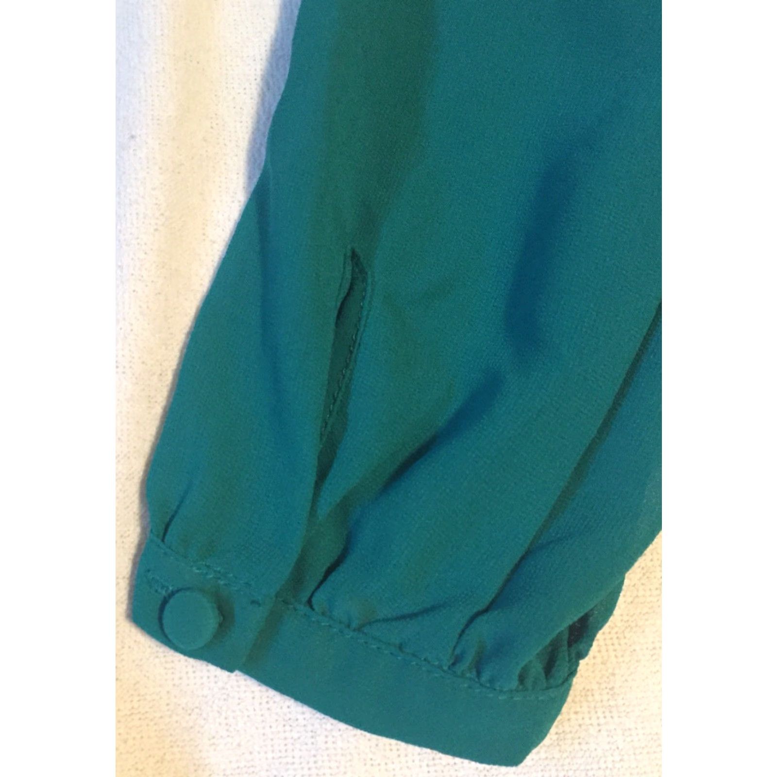 Vintage VINTAGE Lost April Women's Turquoise Long Sleeve Sheer Blouse Shirt Small S B23 Size S / US 4 / IT 40 - 2 Thumbnail