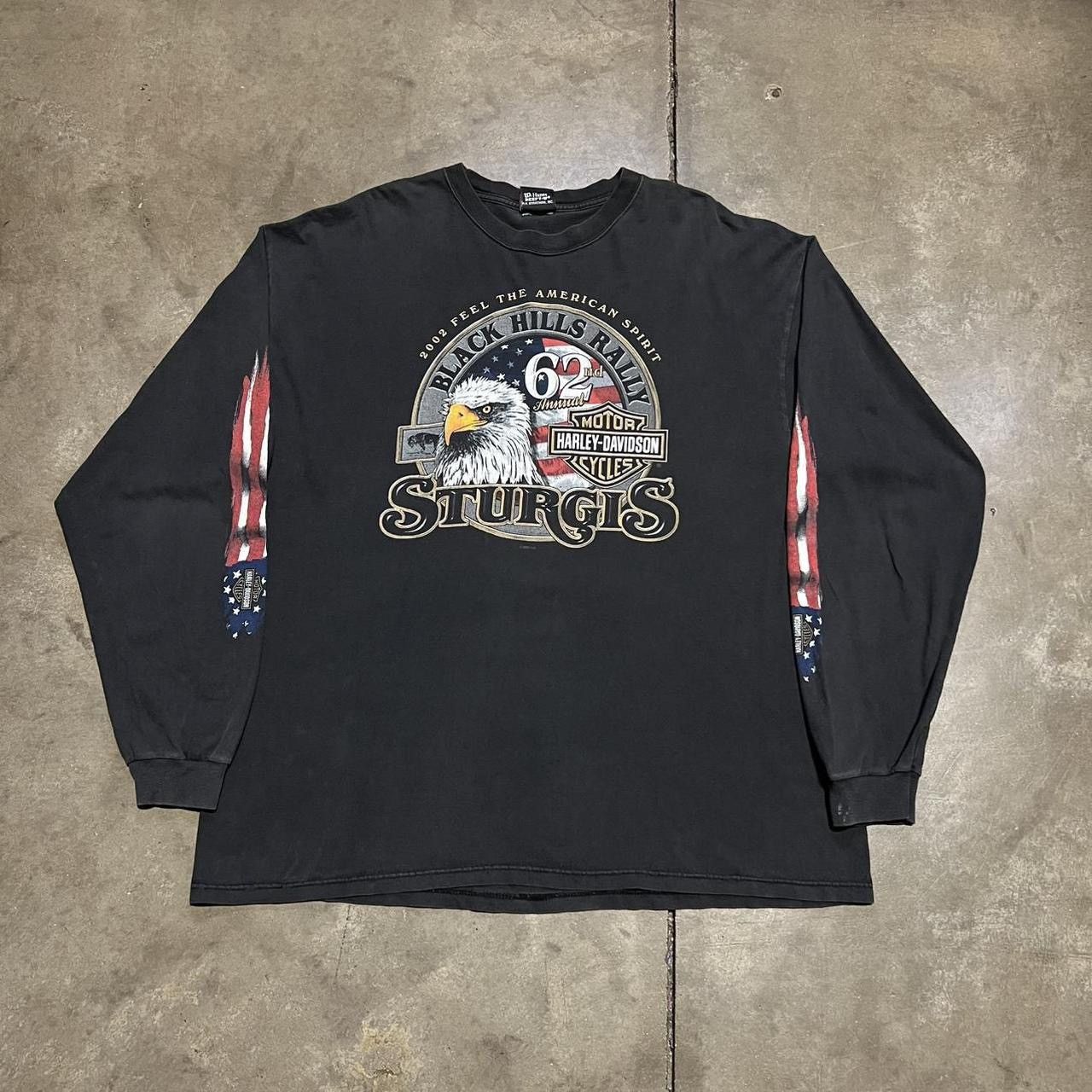 Harley Davidson Vintage Harley Davidson Flag Flame Long Sleeve Sturgis USA Size US XXL / EU 58 / 5 - 4 Thumbnail