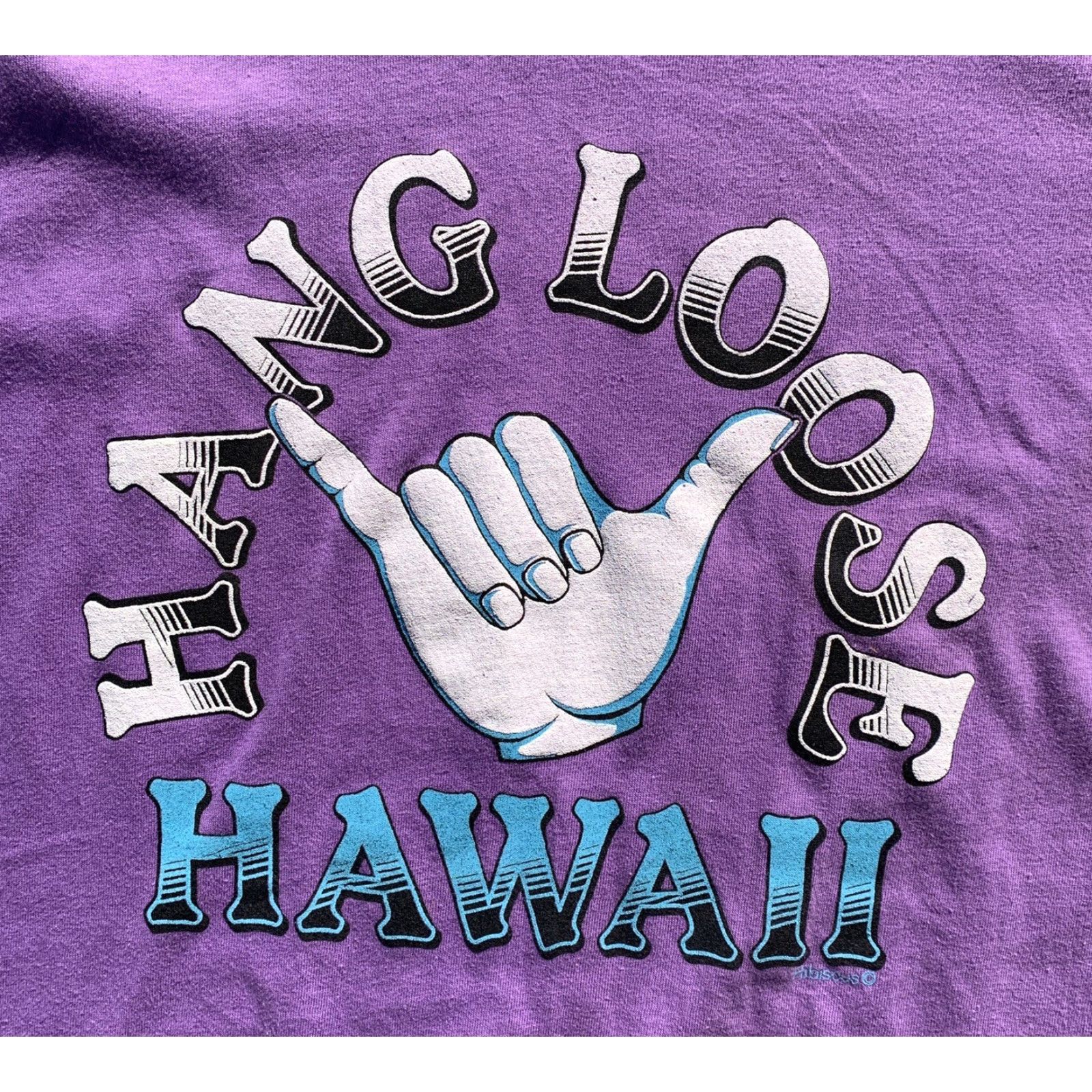Hanes Vintage Hang Loose Hawaii T-Shirt Single Stitch Made In USA M 38-40 Mens Graphic Tee Hawaii Purple Cotton 1980s Hanes Regular US Vintage Iron-on? Size US M / EU 48-50 / 2 - 6 Thumbnail