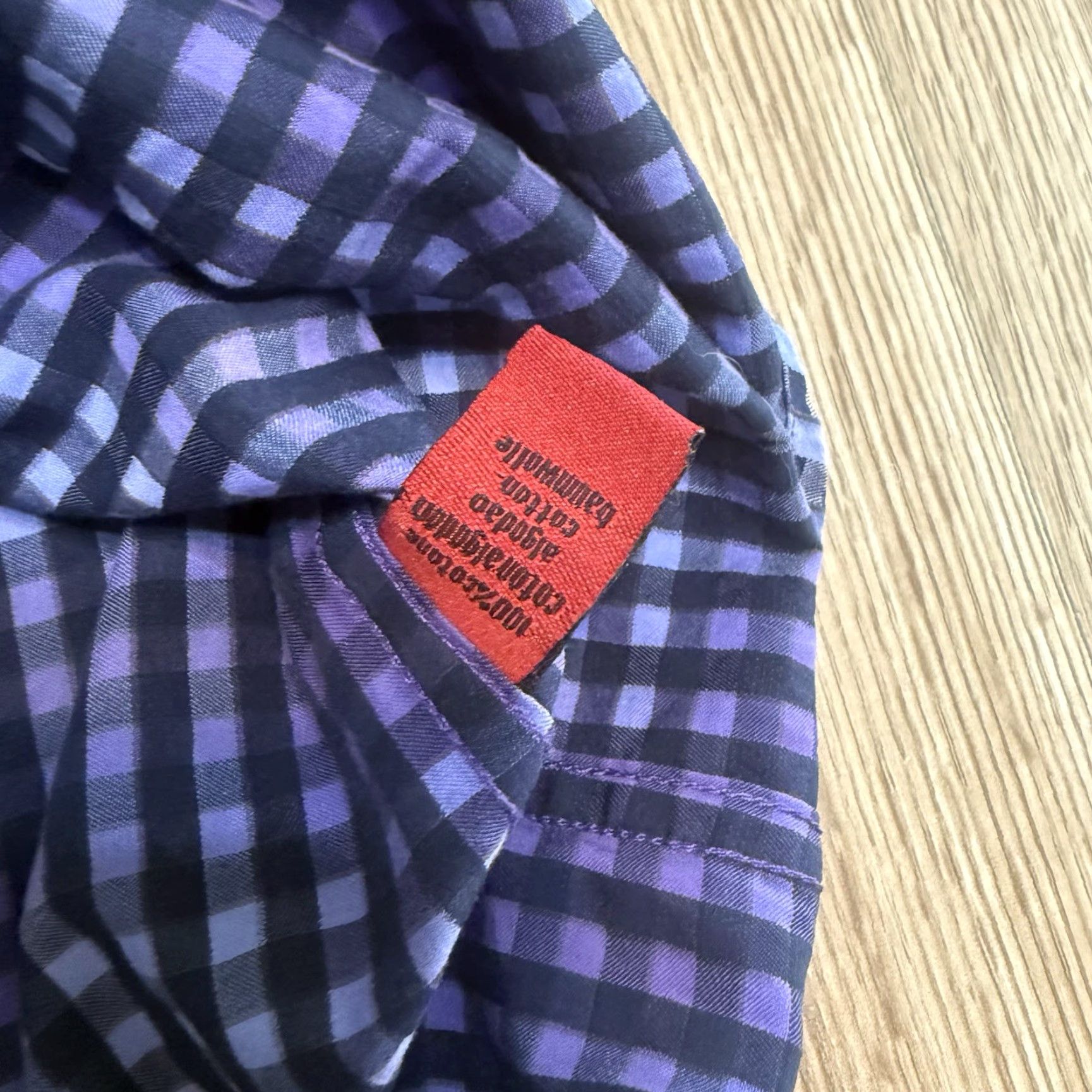 Vintage VINTAGE Lucklana Men’s Shirt Long Sleeve Button Down Sz XL Cotton Purple Check 80s Retro Mens Size US XL / EU 56 / 4 - 3 Thumbnail