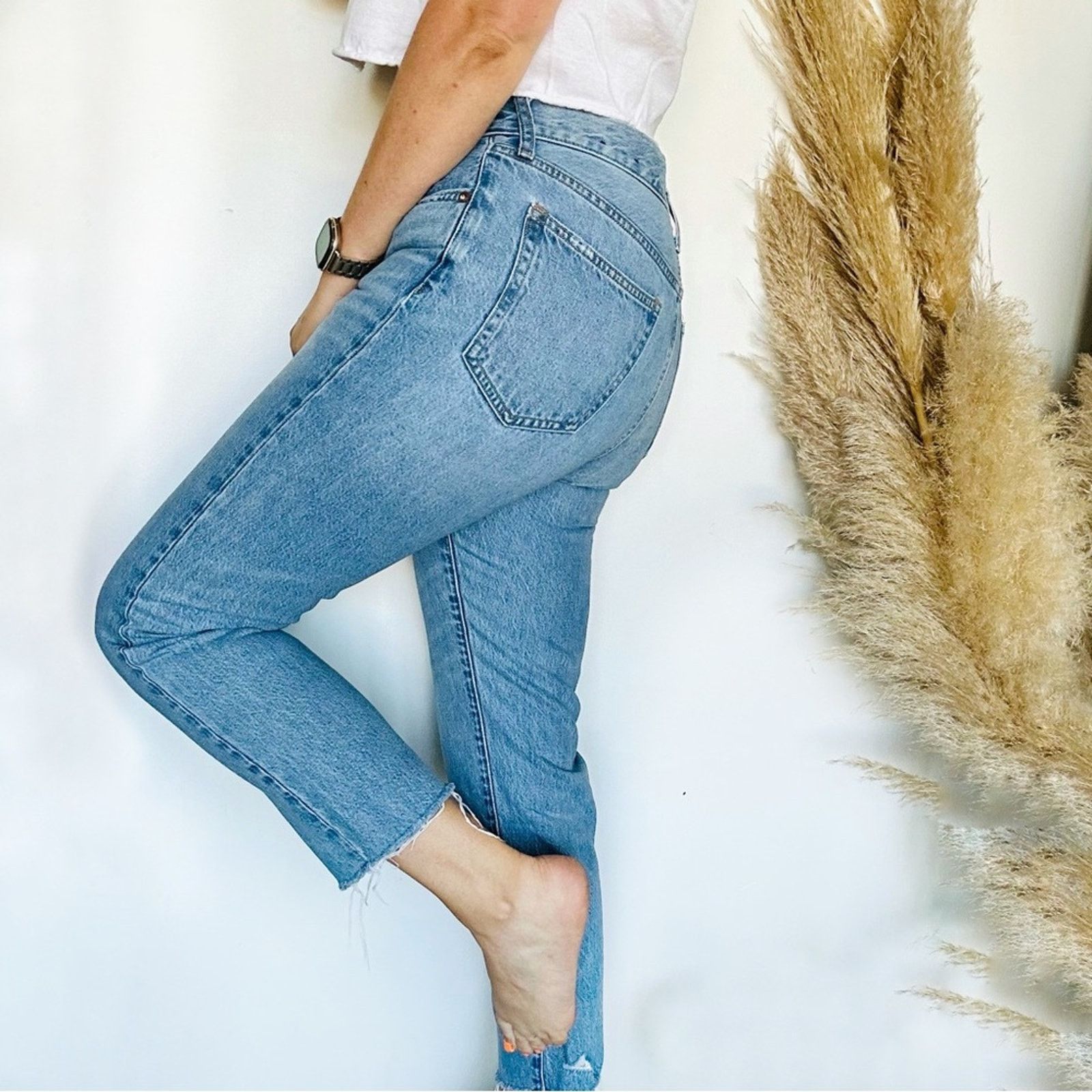 Gap GAP Boyfriend Distressed Straight Leg Blue Ankle Denim Jeans Size 28" / US 6 / IT 42 - 5 Thumbnail