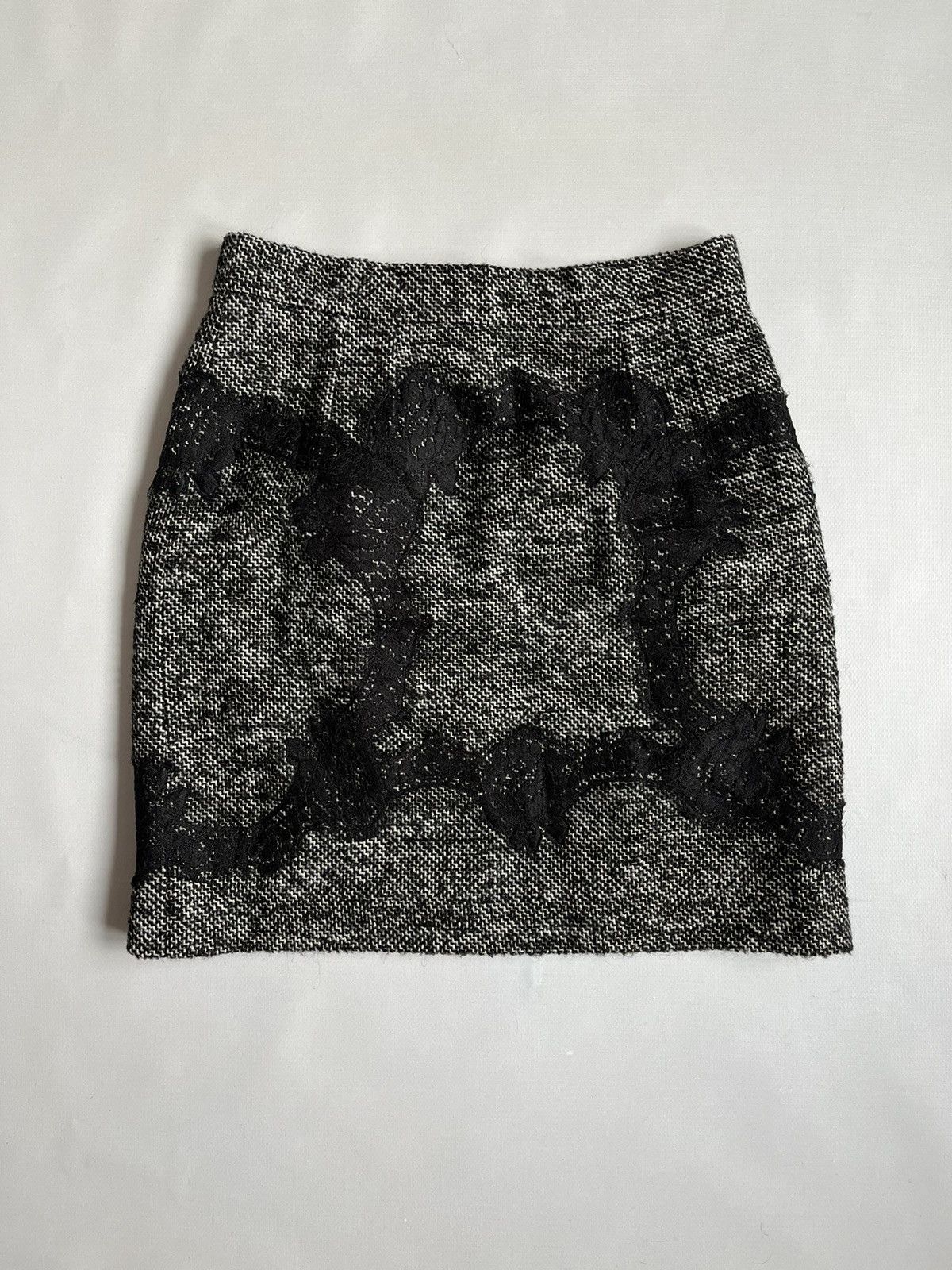Designer × Dolce & Gabbana Dolce & Gabbana Women Grey Knit Lace Pencil Skirt Size 30" / US 8 / IT 44 - 1 Thumbnail