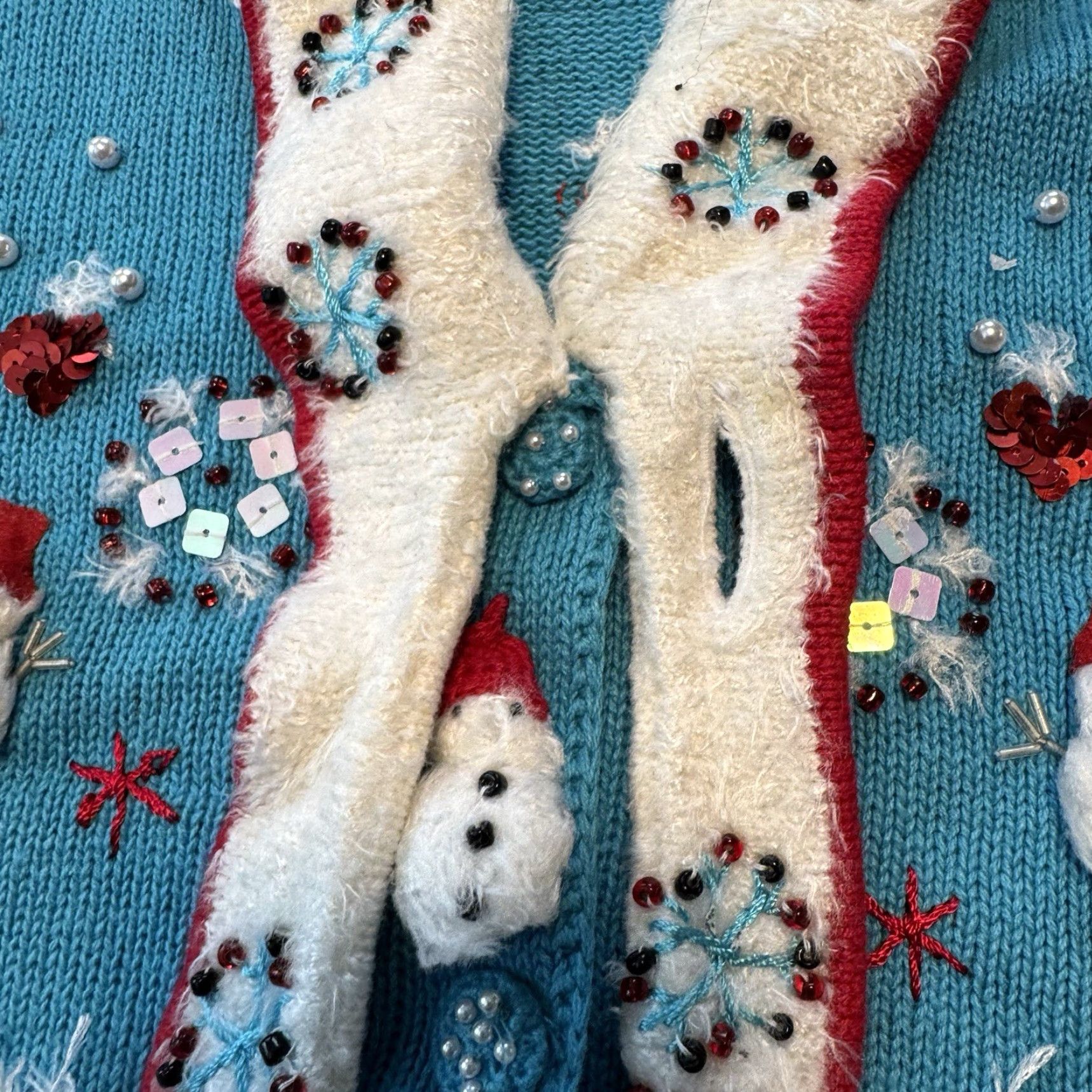 Vintage VINTAGE Storybook Knits Christmas Button Sweater Women’s M Snowman Winter Cardigan Knits Beaded Embroidered Blue Navy M Size M / US 6-8 / IT 42-44 - 5 Thumbnail