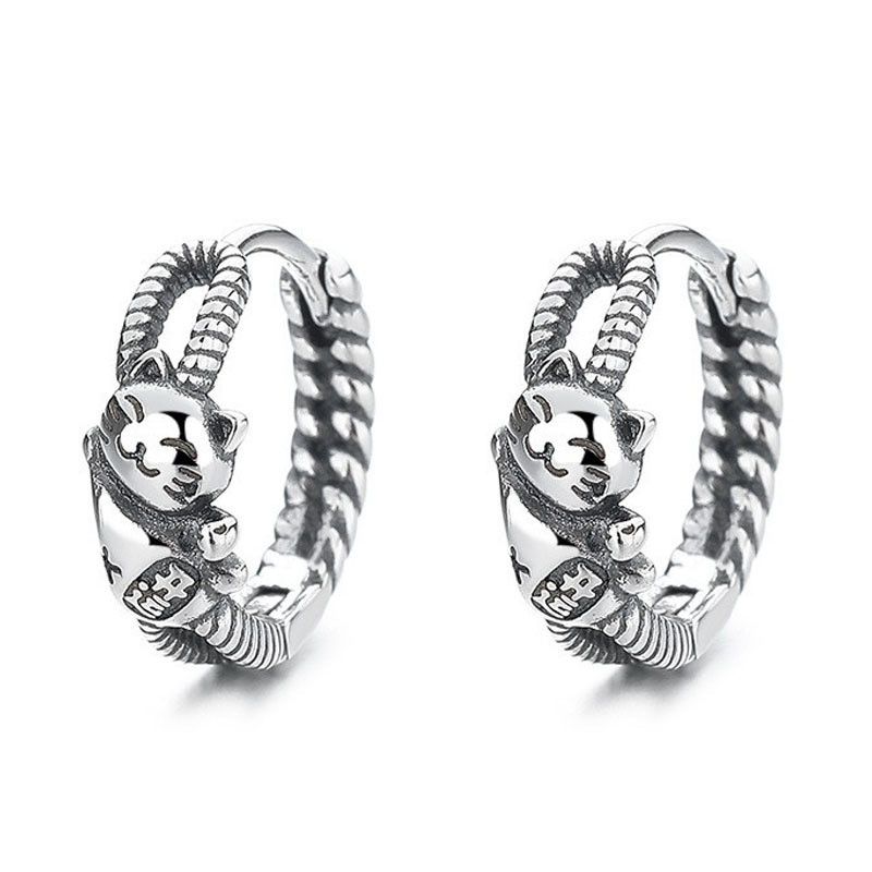 Jewelry × Sterling Silver Punk Earrings One Pairs Chrome Jewelry Size ONE SIZE - 5 Thumbnail