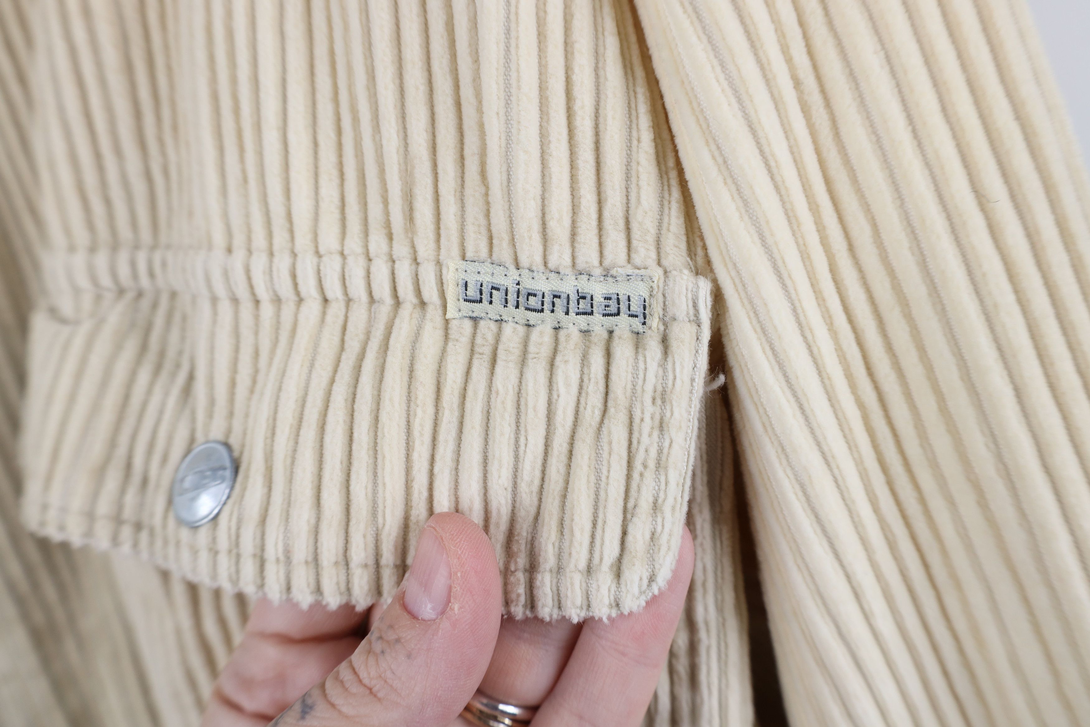 UNIONBAY × Vintage Vintage 90s Unionbay Baggy Fit Corduroy Shirt Jacket Beige Size XL / US 12-14 / IT 48-50 - 4 Thumbnail