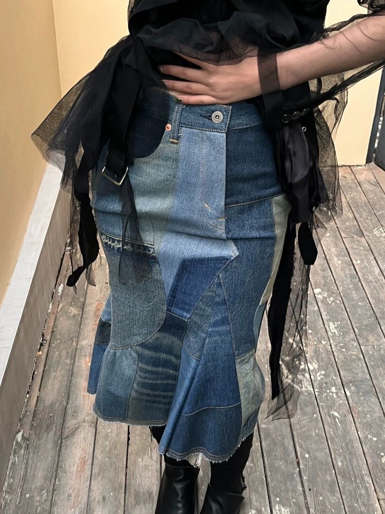 Comme des Garcons Comme Des Garcons size XS Patchwork denim fishtail hip ski Size 25" / US 0 / IT 36 - 1 Thumbnail
