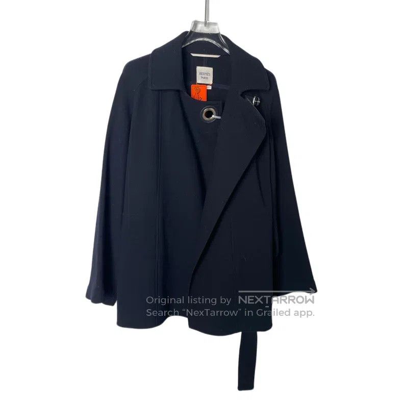 Hermes Hermes Cashmere Coat, Classic Collar Design, Leather Trim Size XXS / US 00 / IT 34 - 1 Thumbnail