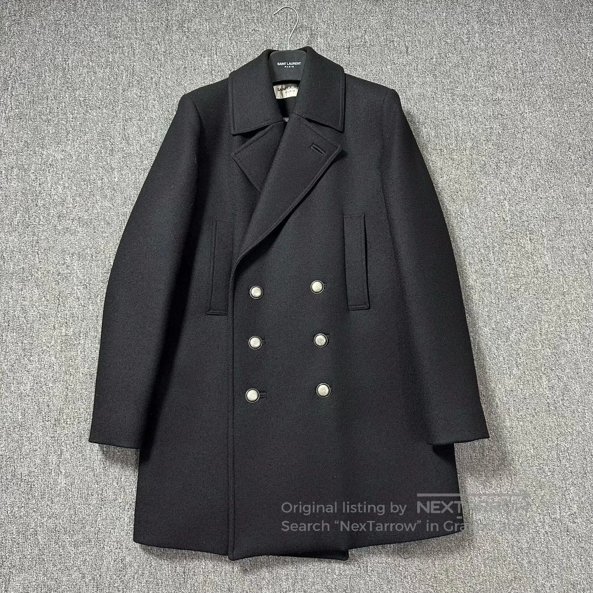 Saint Laurent Paris Saint Laurent Black Wool Double-Breasted Coat. Size US M / EU 48-50 / 2 - 1 Thumbnail